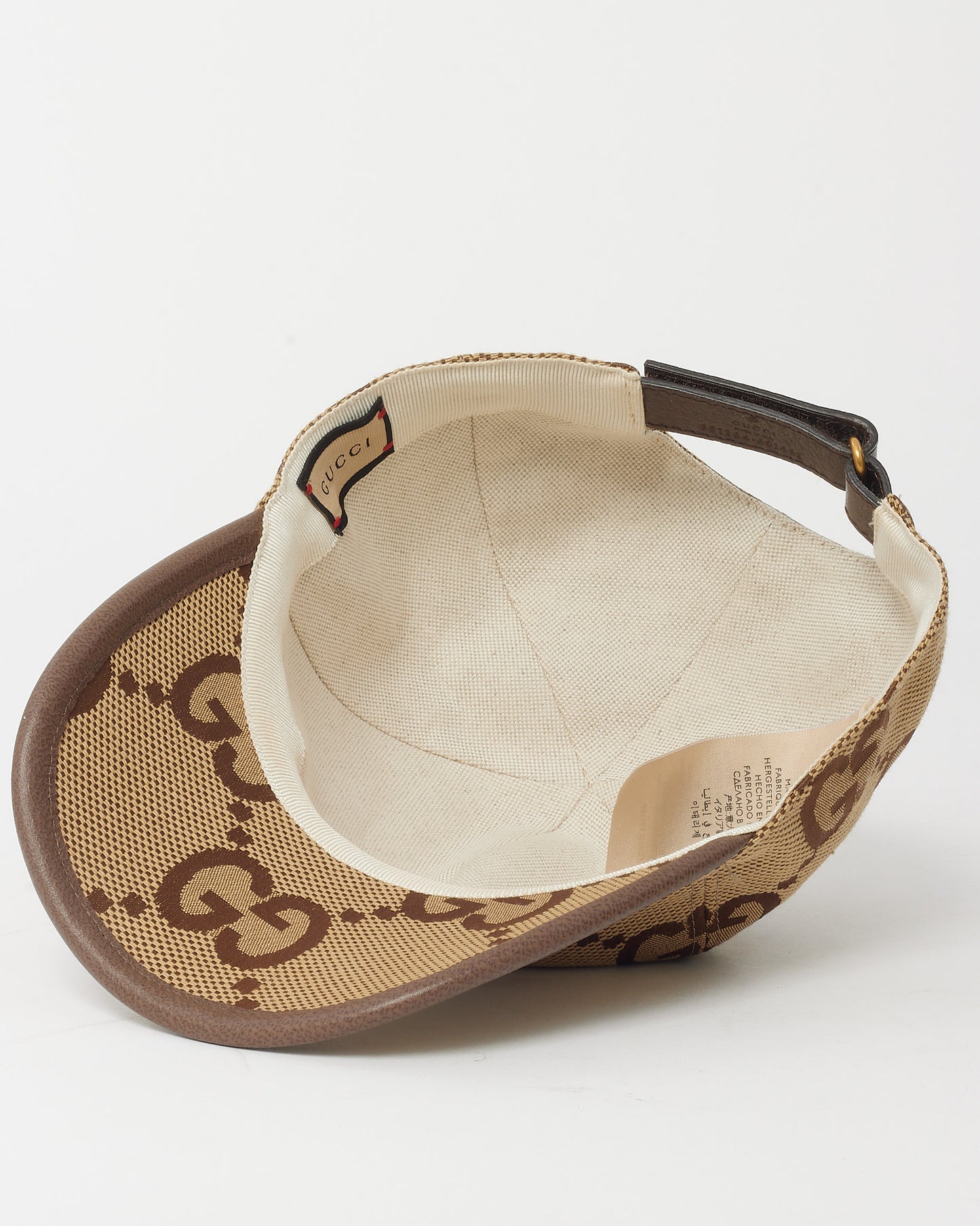 Gucci Beige and Brown GG Monogram Jumbo Jacquard Canvas Baseball Cap Hat - M