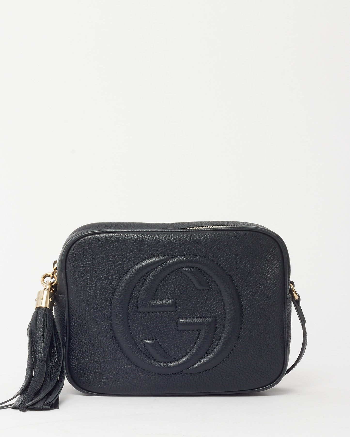 Gucci Black Pebbled Calfskin Leather GG Soho Disco Crossbody Bag