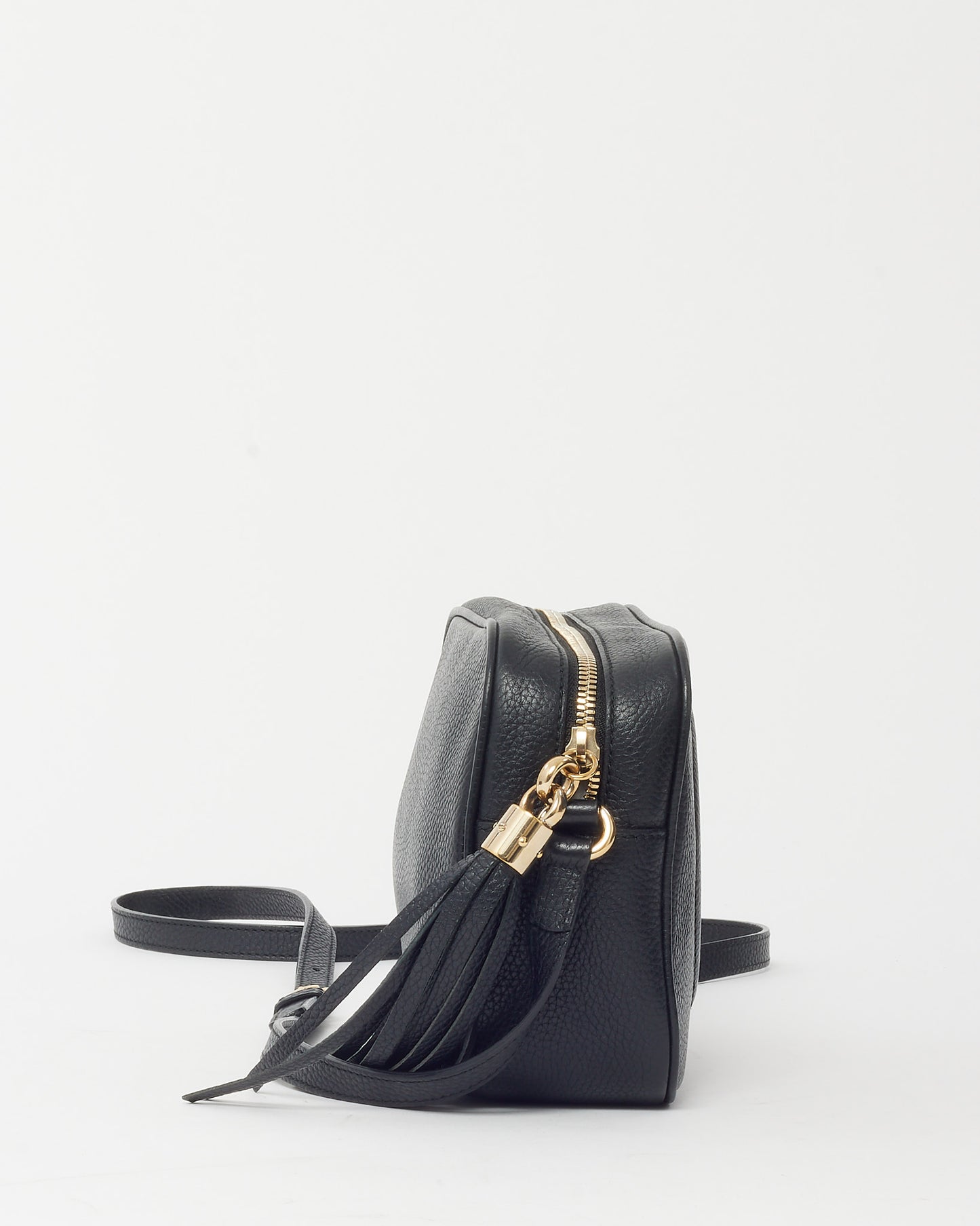 Gucci Black Pebbled Calfskin Leather GG Soho Disco Crossbody Bag