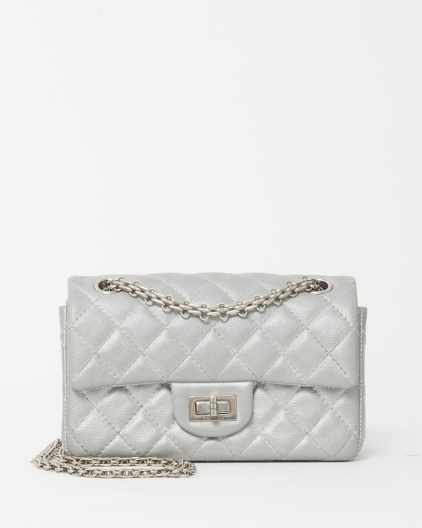 Chanel Silver Calfskin Leather Re-Issue Mini Flap Bag SHW