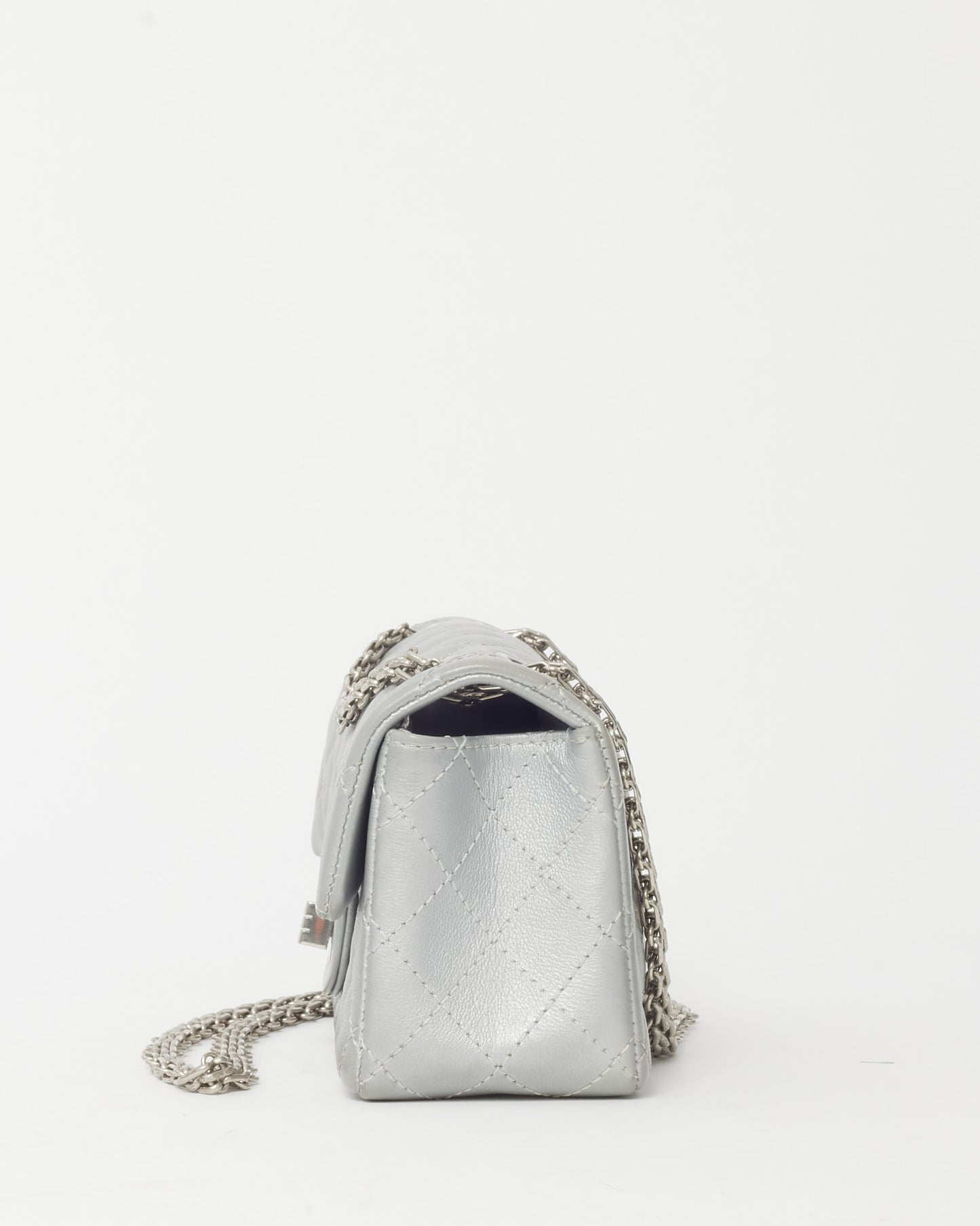 Chanel Silver Calfskin Leather Re-Issue Mini Flap Bag SHW