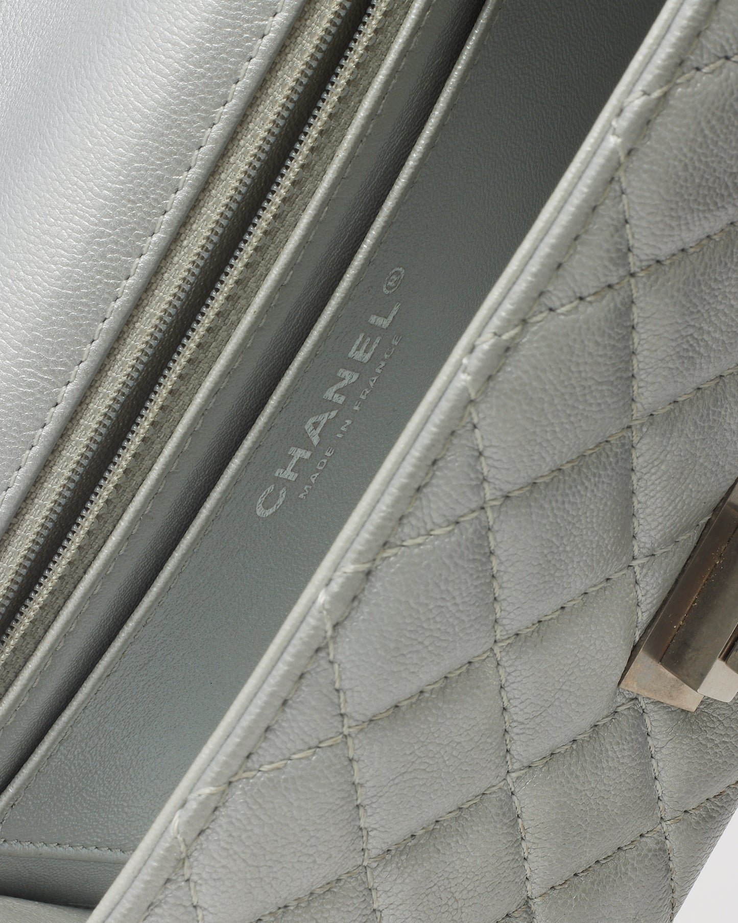 Chanel Silver Calfskin Leather Re-Issue Mini Flap Bag SHW