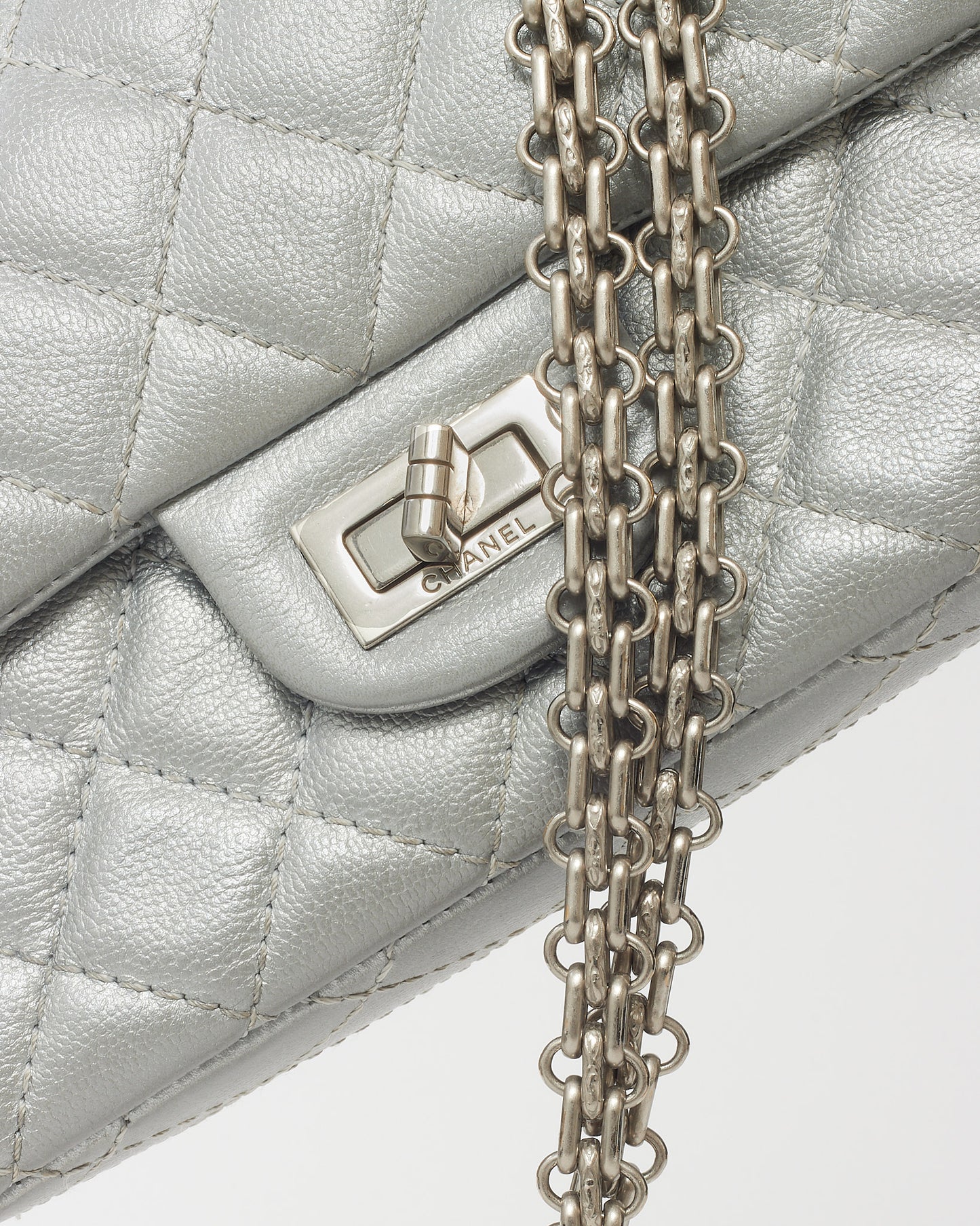 Chanel Silver Calfskin Leather Re-Issue Mini Flap Bag SHW