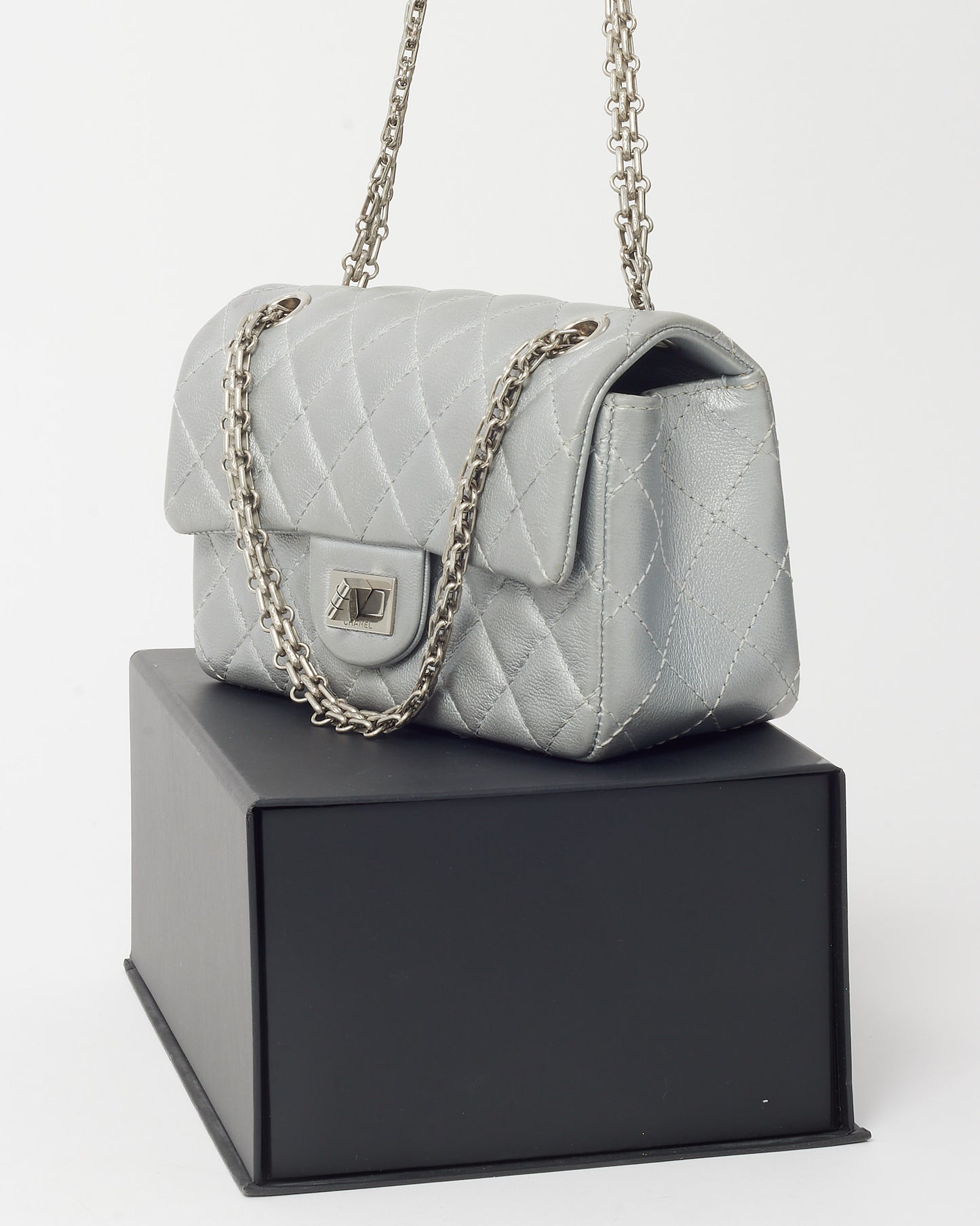 Chanel Silver Calfskin Leather Re-Issue Mini Flap Bag SHW