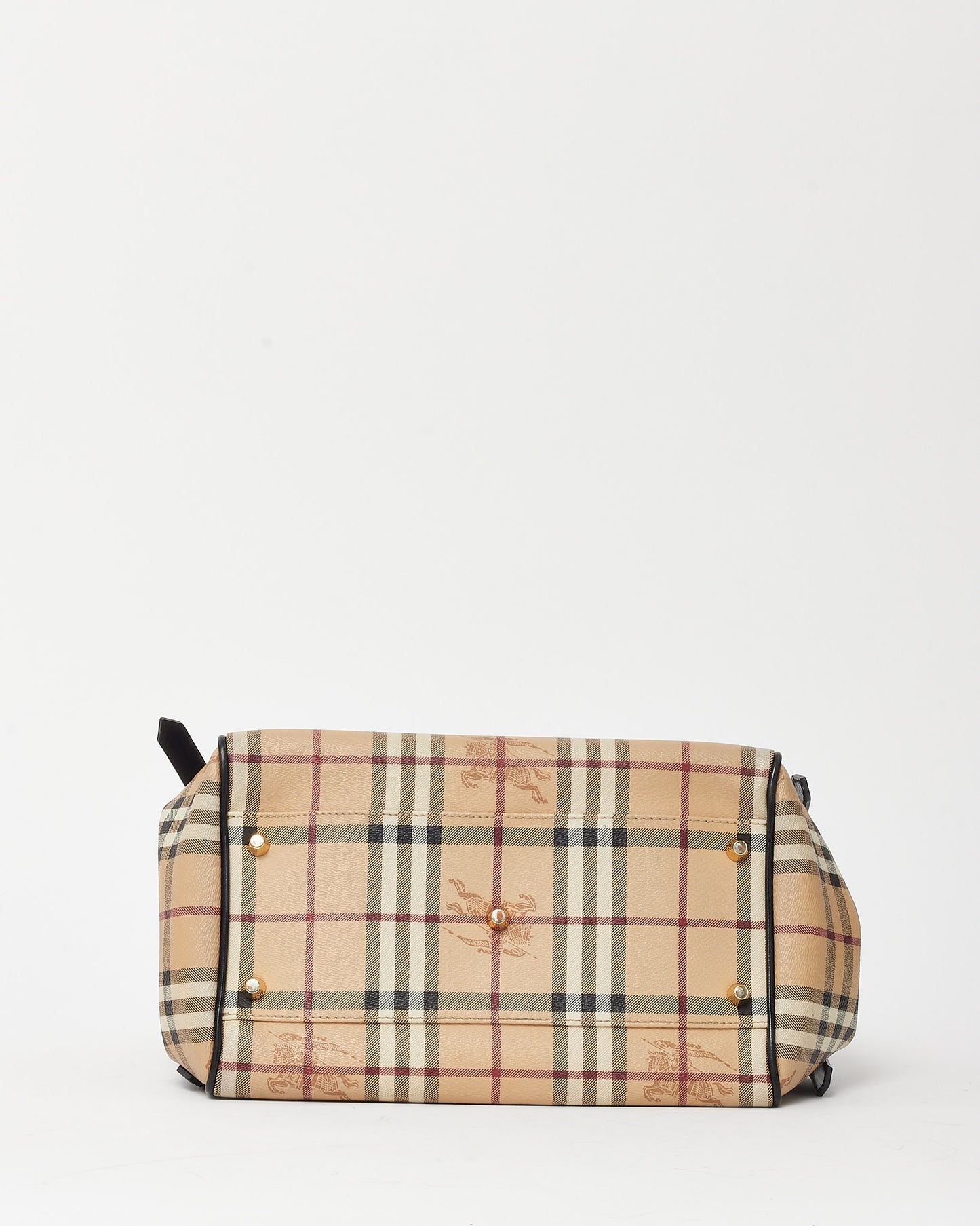 Burberry Black Leather and Beige Haymarket Check Coated Canvas Canterbury Shoulder Bag