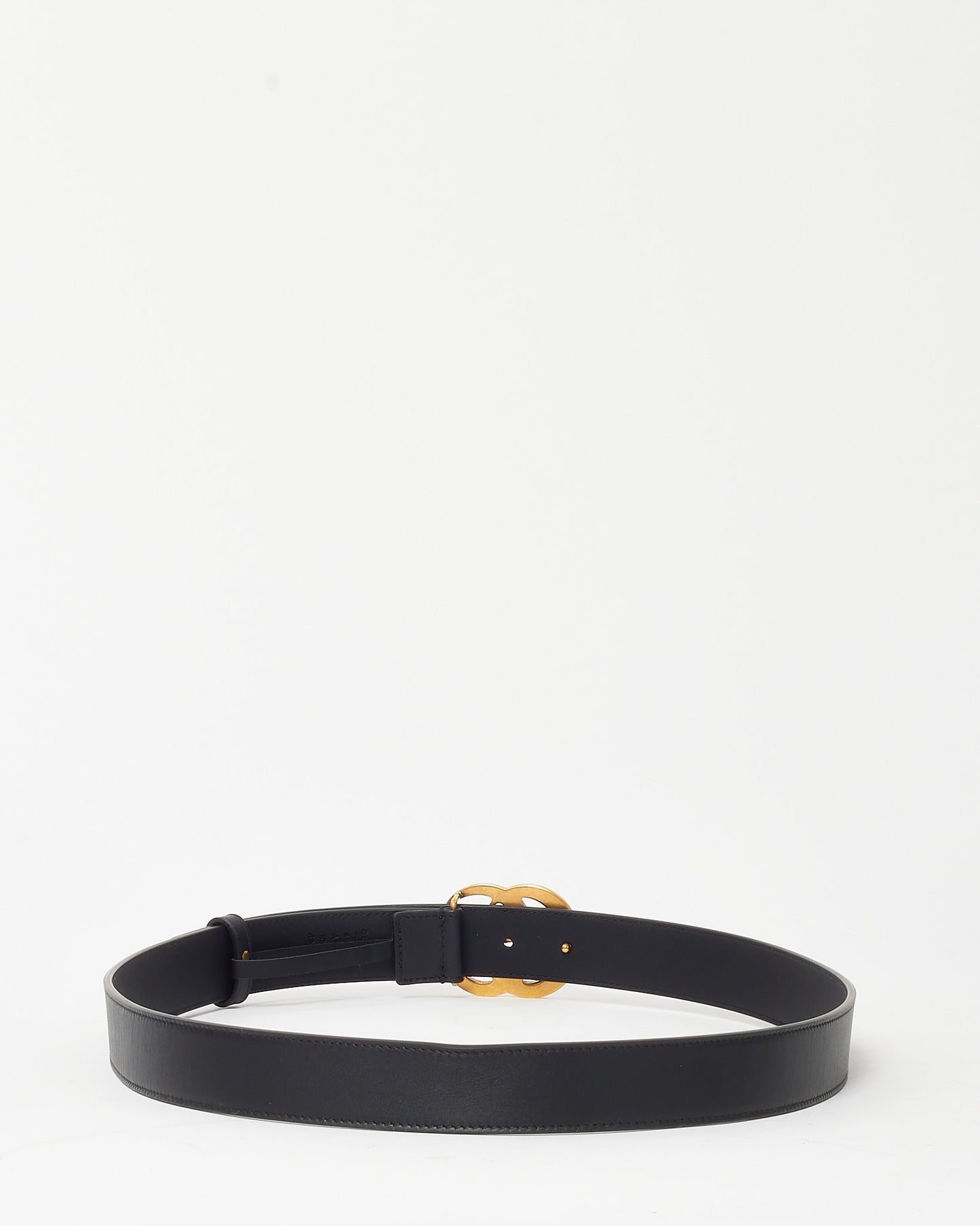 Gucci Black Leather Gold Medium Thin GG Marmont Belt - 105/36