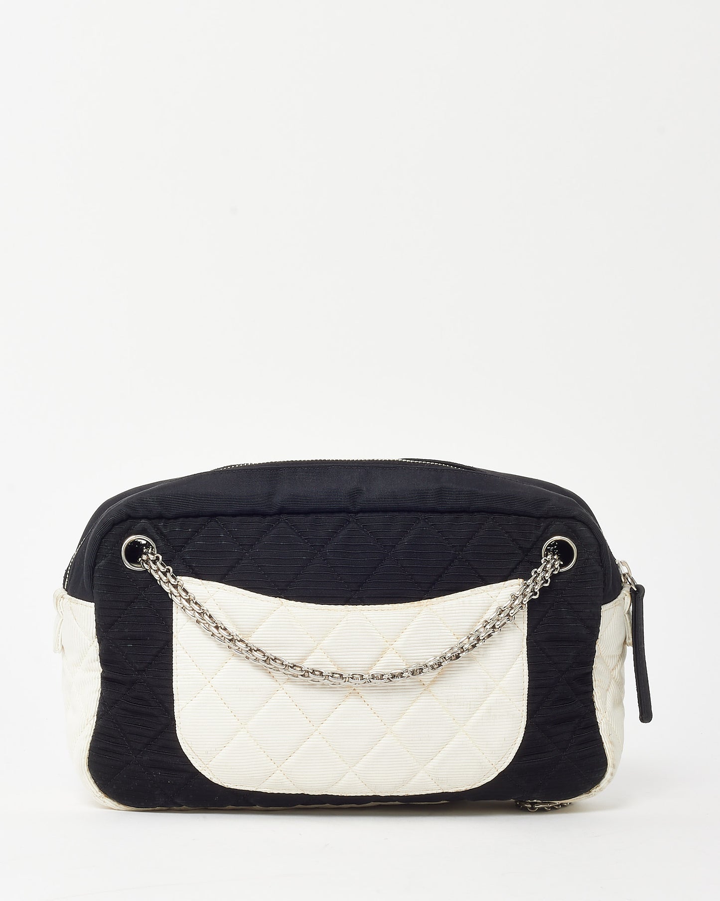 Chanel Black and White Bi-Color Canvas Reissue Chain Camera Shoulder Bag