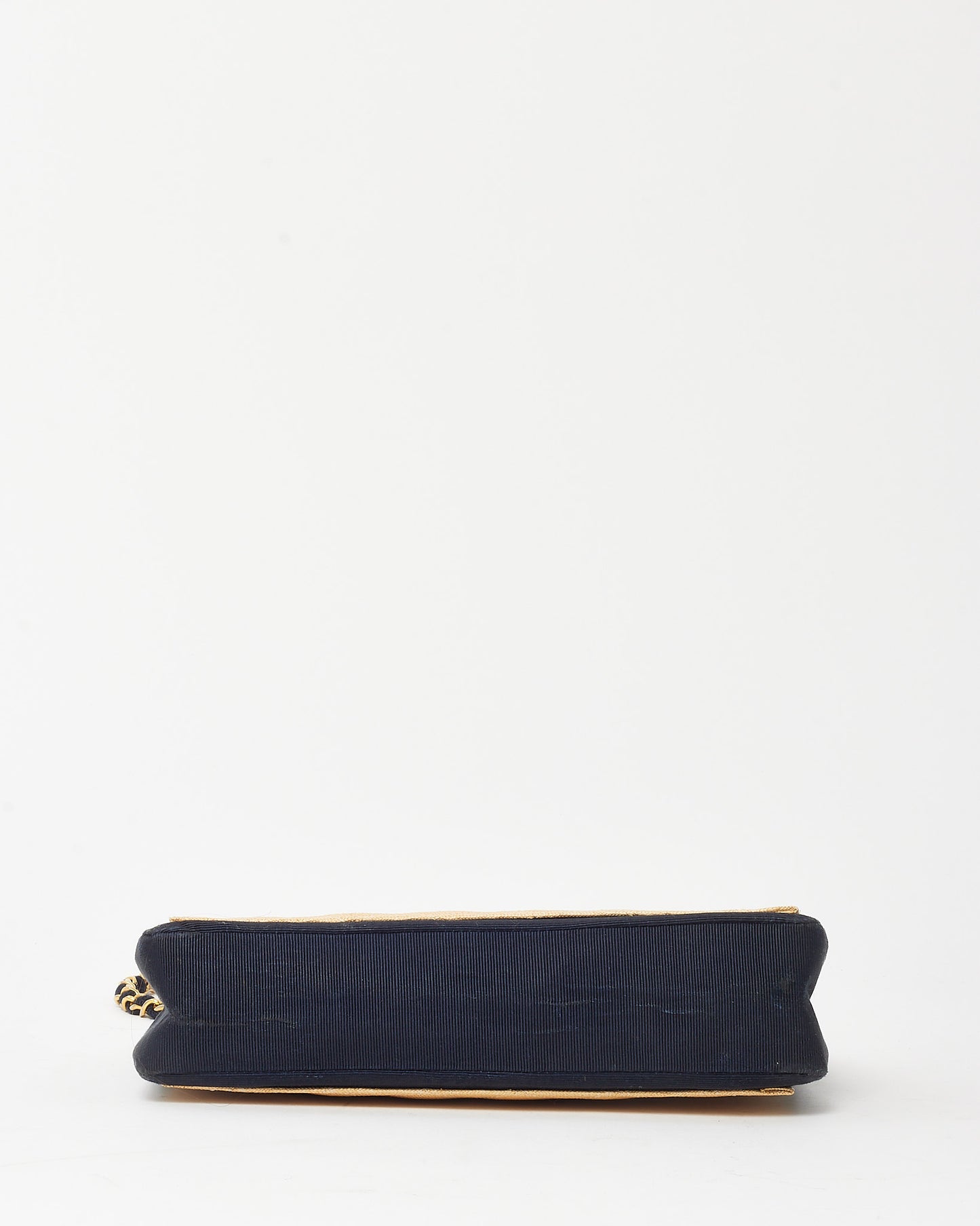 Chanel Vintage Beige and Black Quilted Raffia Chain Shoulder Bag