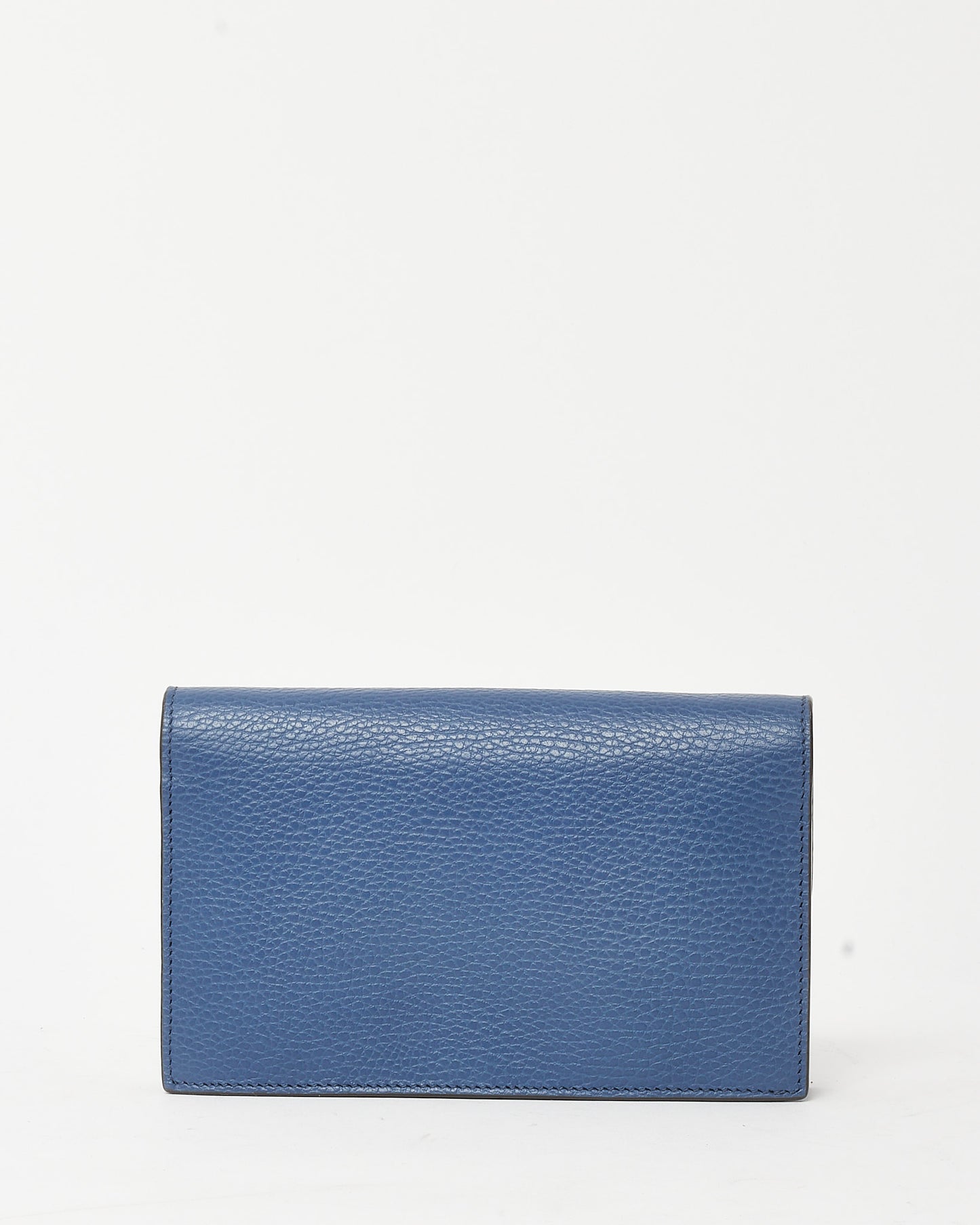 Gucci Navy Pebbled Leather Interlocking G Dollar Wallet-On-Chain WOC Crossbody Bag