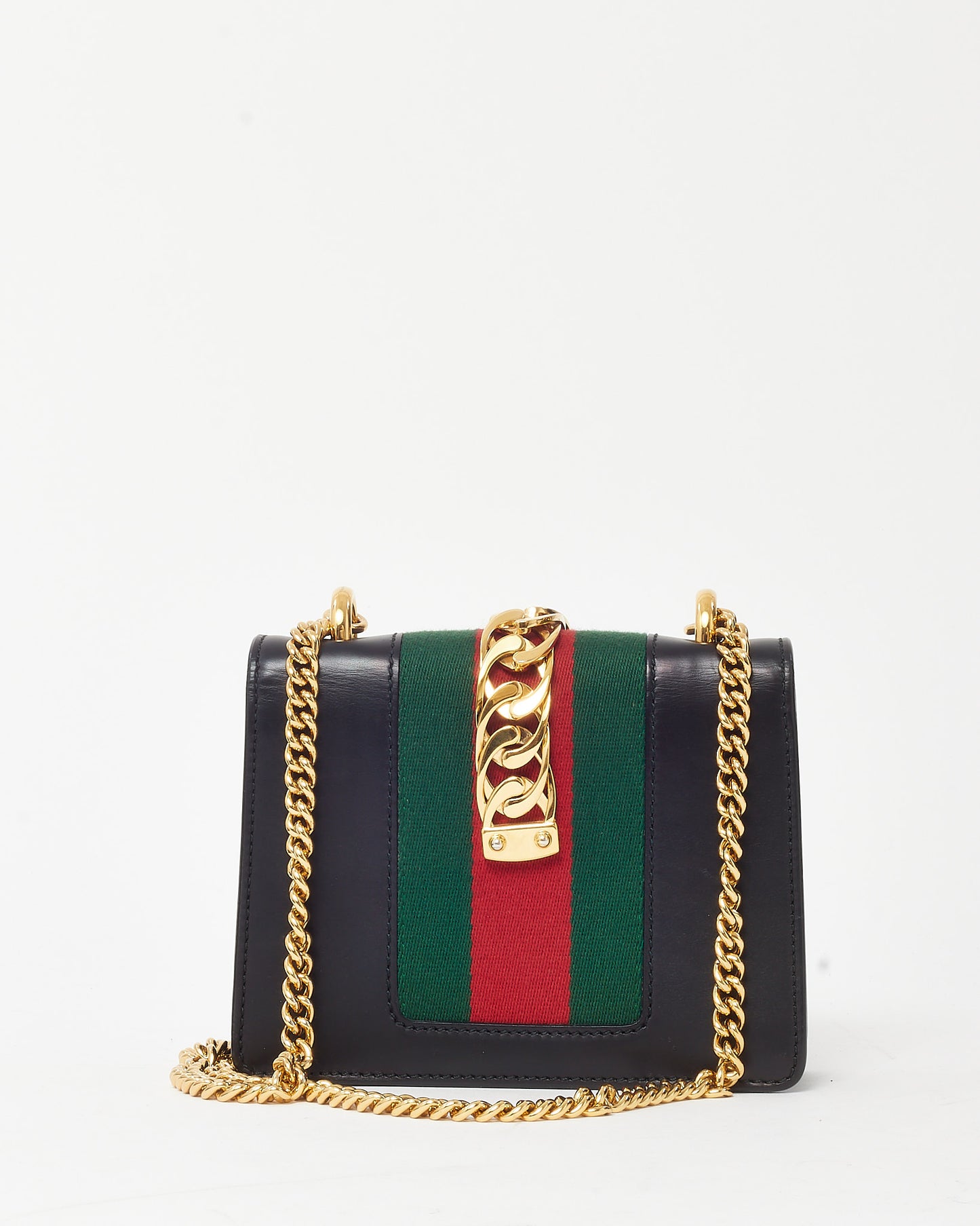 Gucci Black Calfskin Leather Mini Sylvie Chain Shoulder Bag