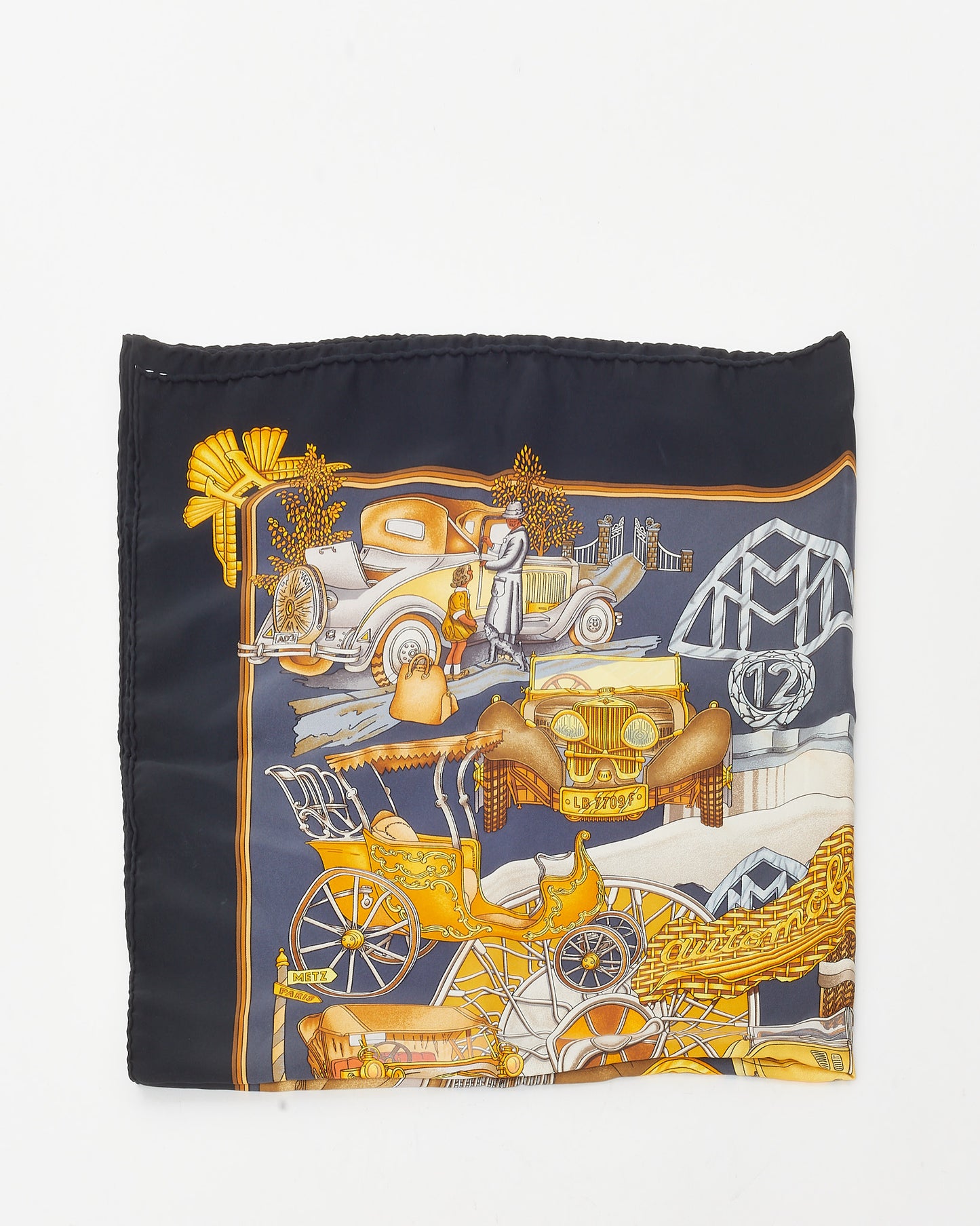 Hermès Black/Gold/Multi "St. Christophe et l'enfant Jésus" 90 Silk Scarf