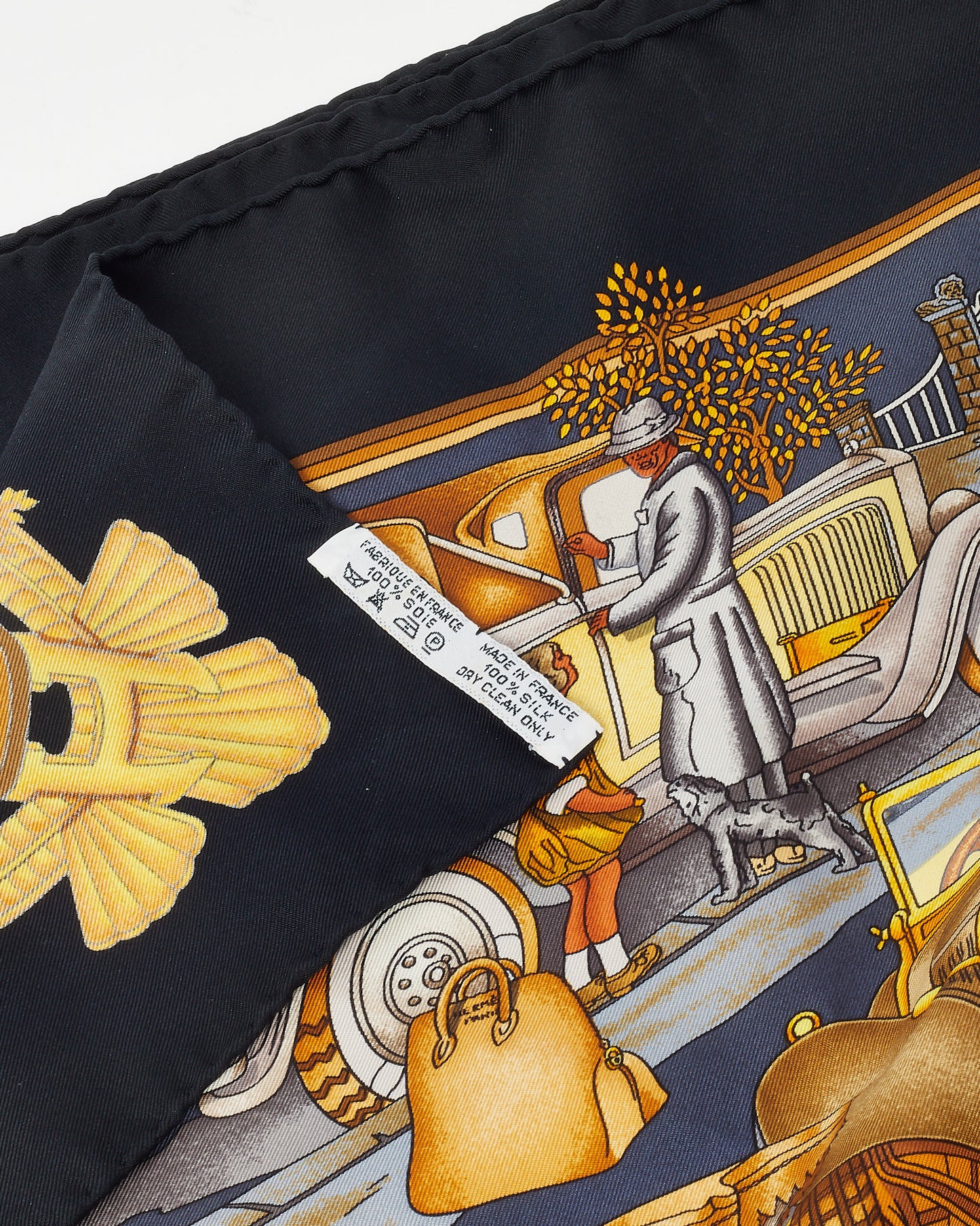 Hermès Black/Gold/Multi "St. Christophe et l'enfant Jésus" 90 Silk Scarf