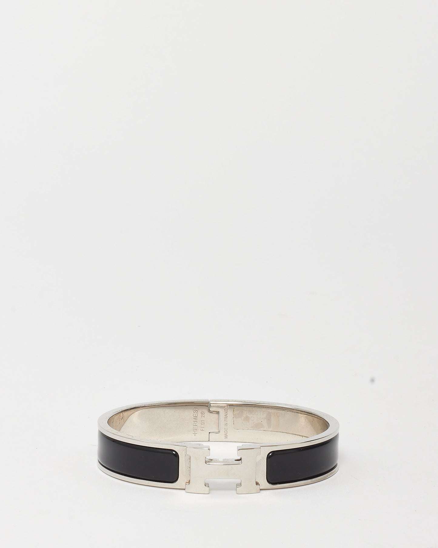Hermès Black & Silver Thin Clic Clac Bracelet - GM