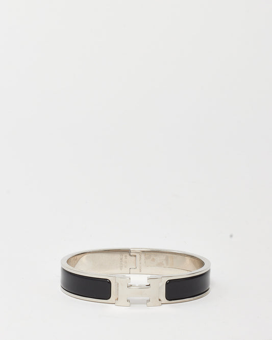 Hermès Black & Silver Thin Clic Clac Bracelet - GM