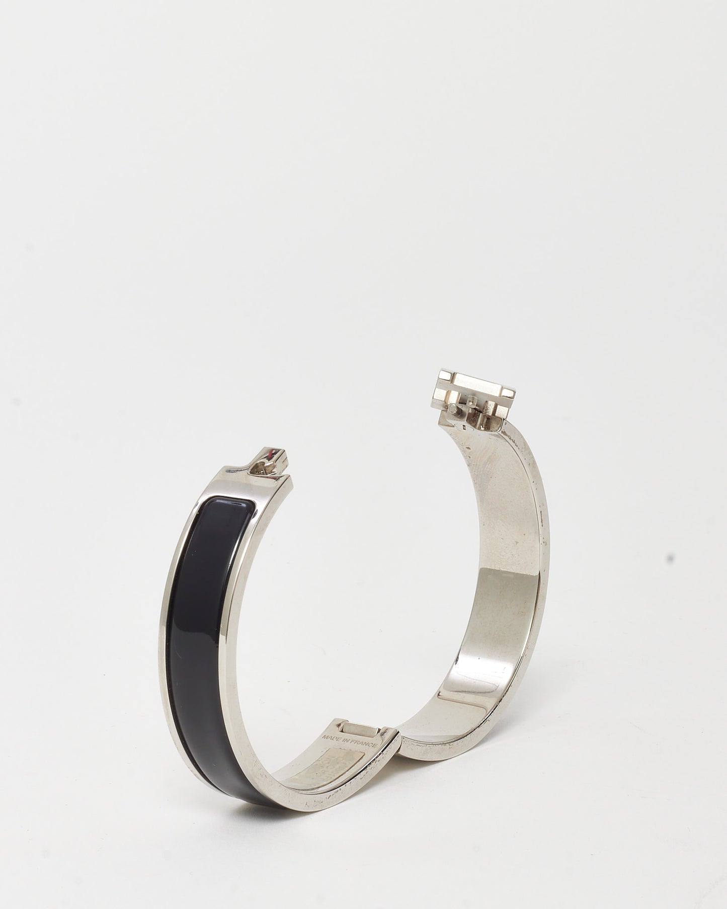 Hermès Black & Silver Thin Clic Clac Bracelet - GM