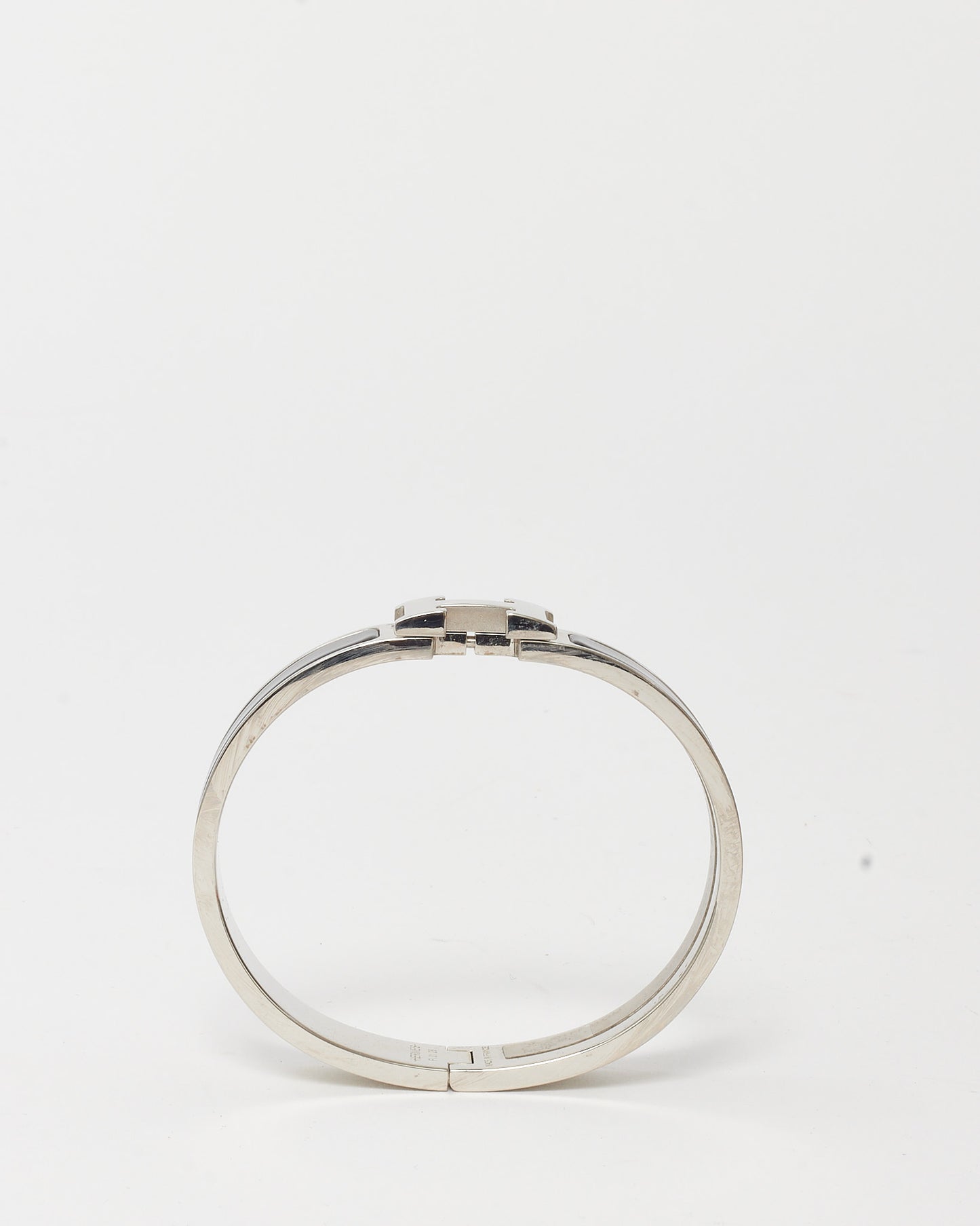 Hermès Black & Silver Thin Clic Clac Bracelet - GM