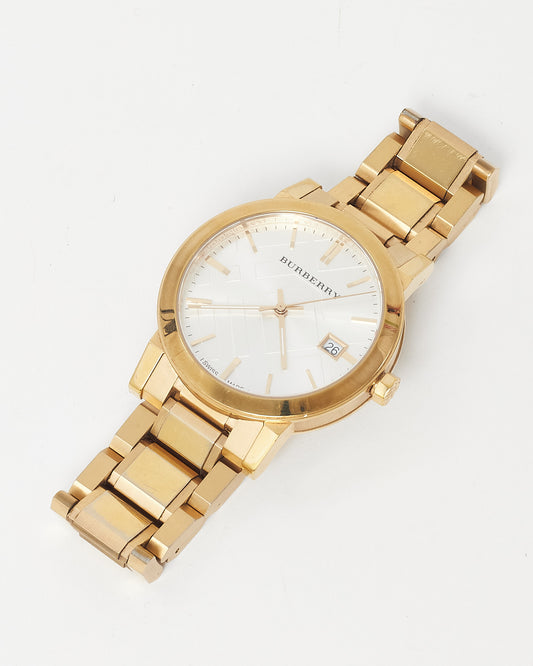 Burberry Gold Stainless Steel Silver Dial BU9003 The City Watch 38mm