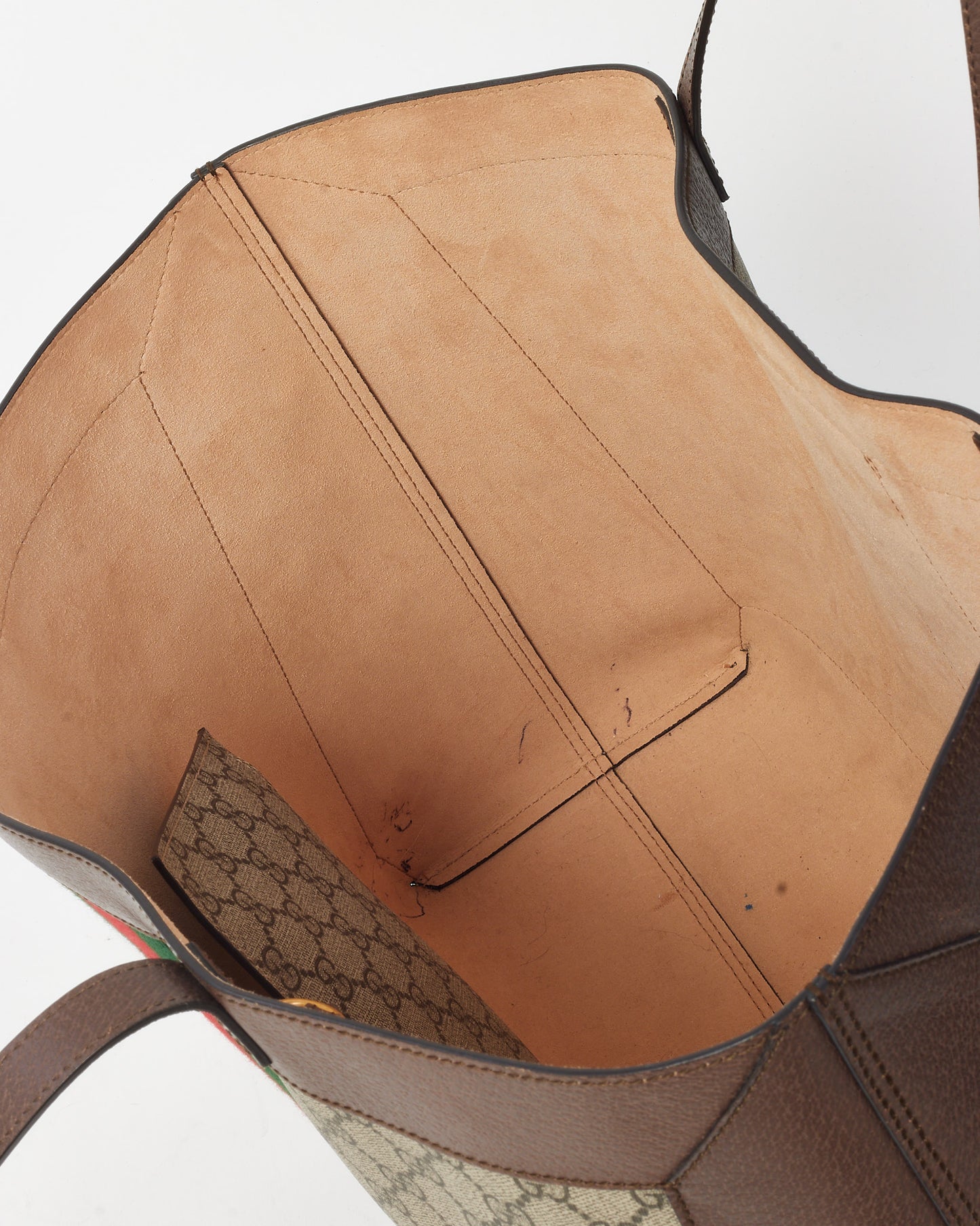 Gucci Beige & Ebony GG Supreme Monogram Canvas Medium Ophidia Soft Tote with Pouch