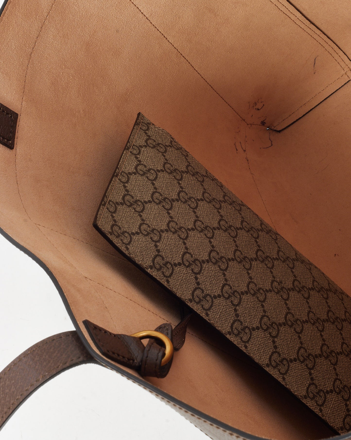 Gucci Beige & Ebony GG Supreme Monogram Canvas Medium Ophidia Soft Tote with Pouch