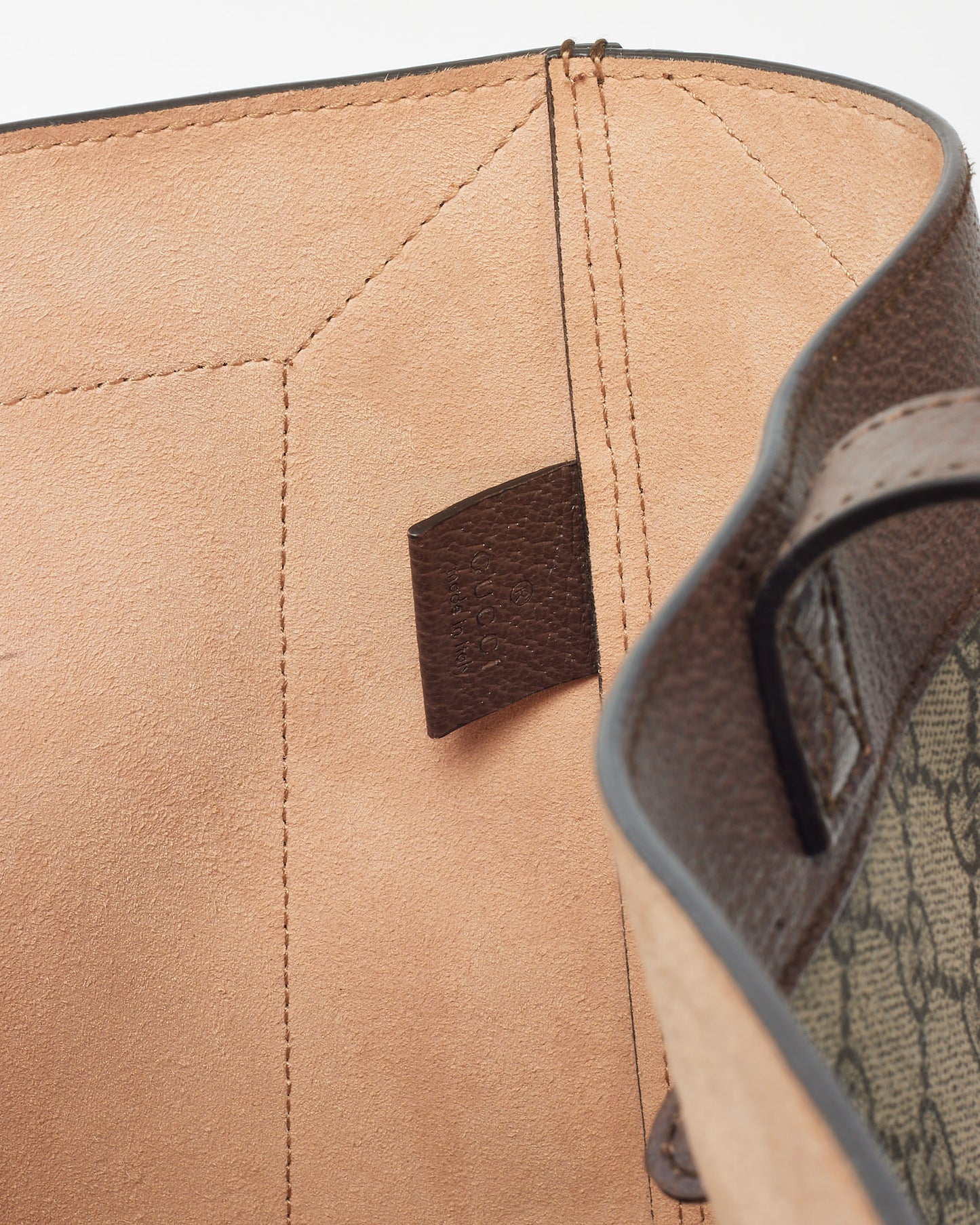 Gucci Beige & Ebony GG Supreme Monogram Canvas Medium Ophidia Soft Tote with Pouch