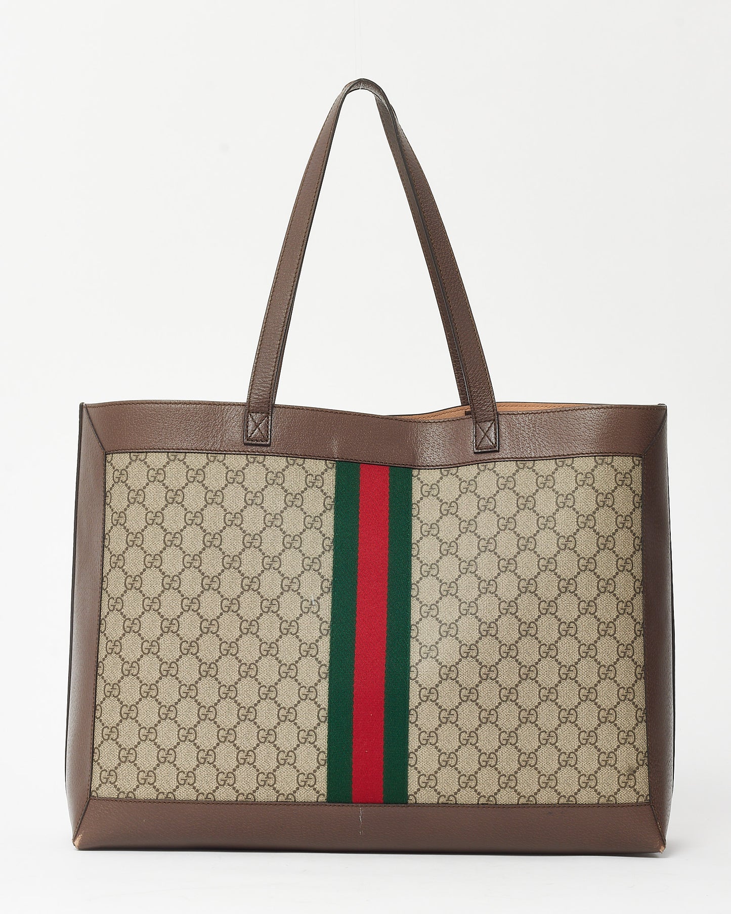 Gucci Beige & Ebony GG Supreme Monogram Canvas Medium Ophidia Soft Tote with Pouch