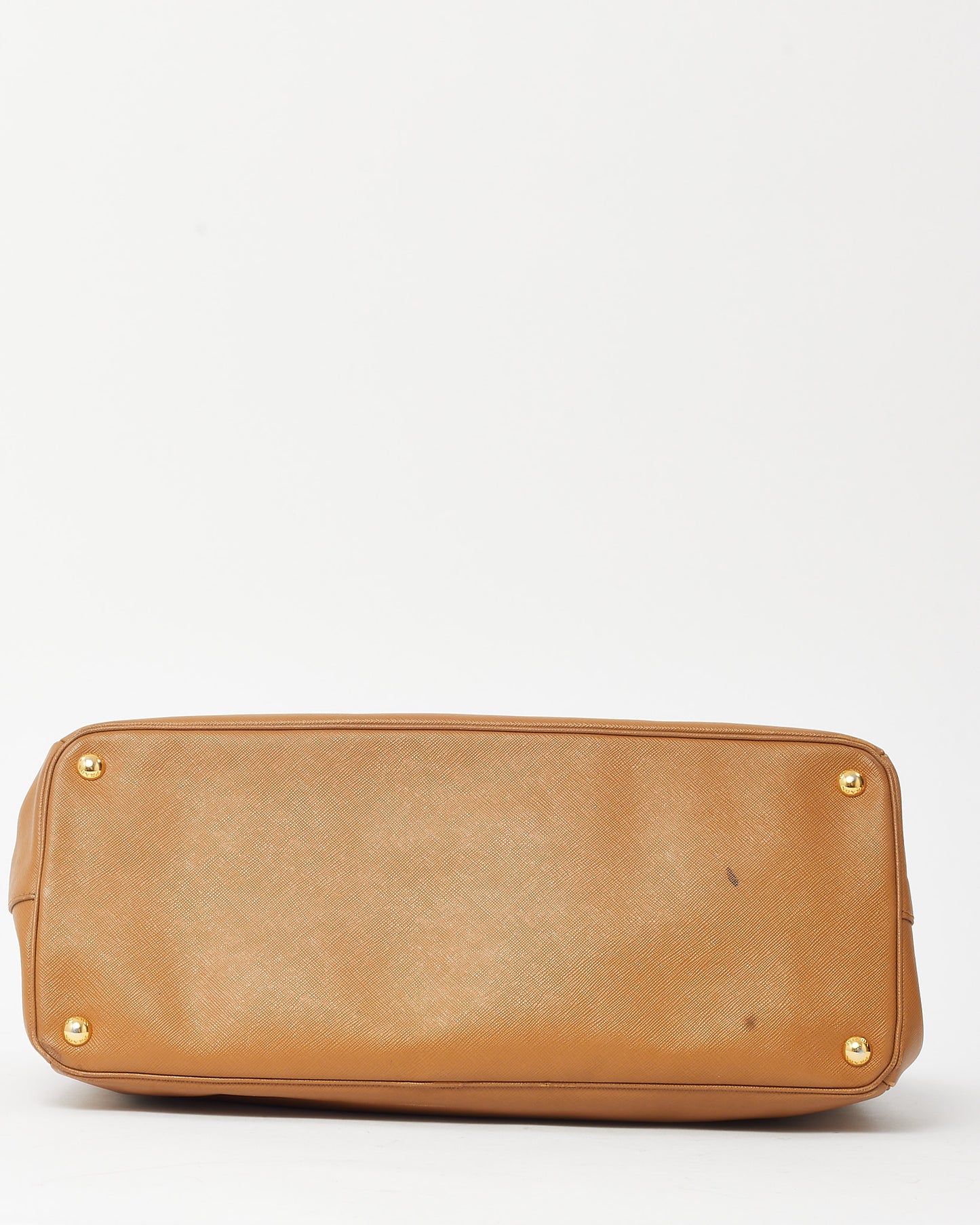 Prada Tan Caramel Saffiano Leather Large Double Zip Galleria Tote Bag