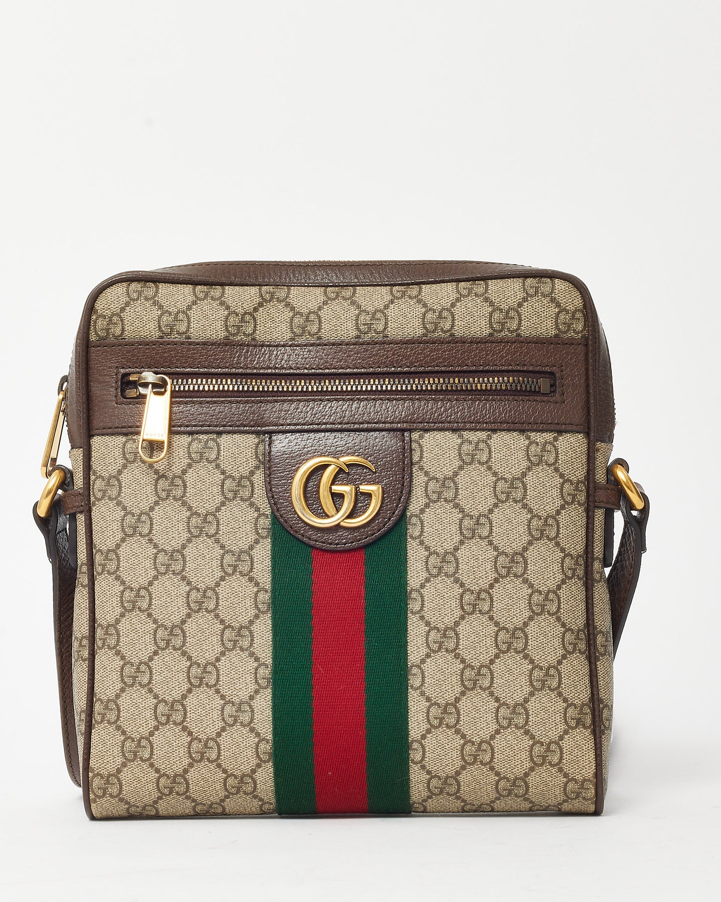 Gucci Beige & Ebony GG Supreme Monogram Canvas Ophidia Small Messenger Bag