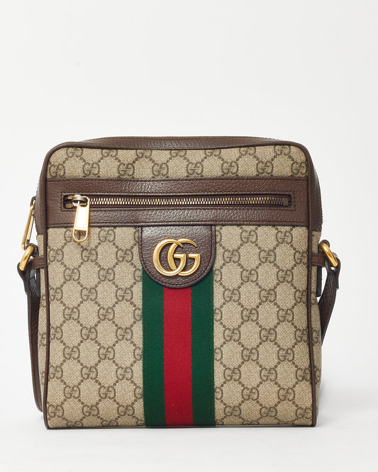 Gucci Beige & Ebony GG Supreme Monogram Canvas Ophidia Small Messenger Bag