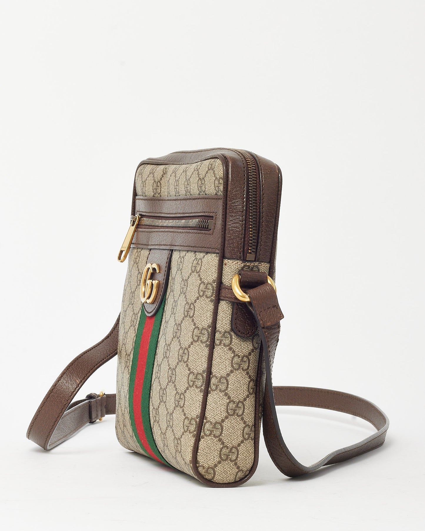Gucci Beige & Ebony GG Supreme Monogram Canvas Ophidia Small Messenger Bag