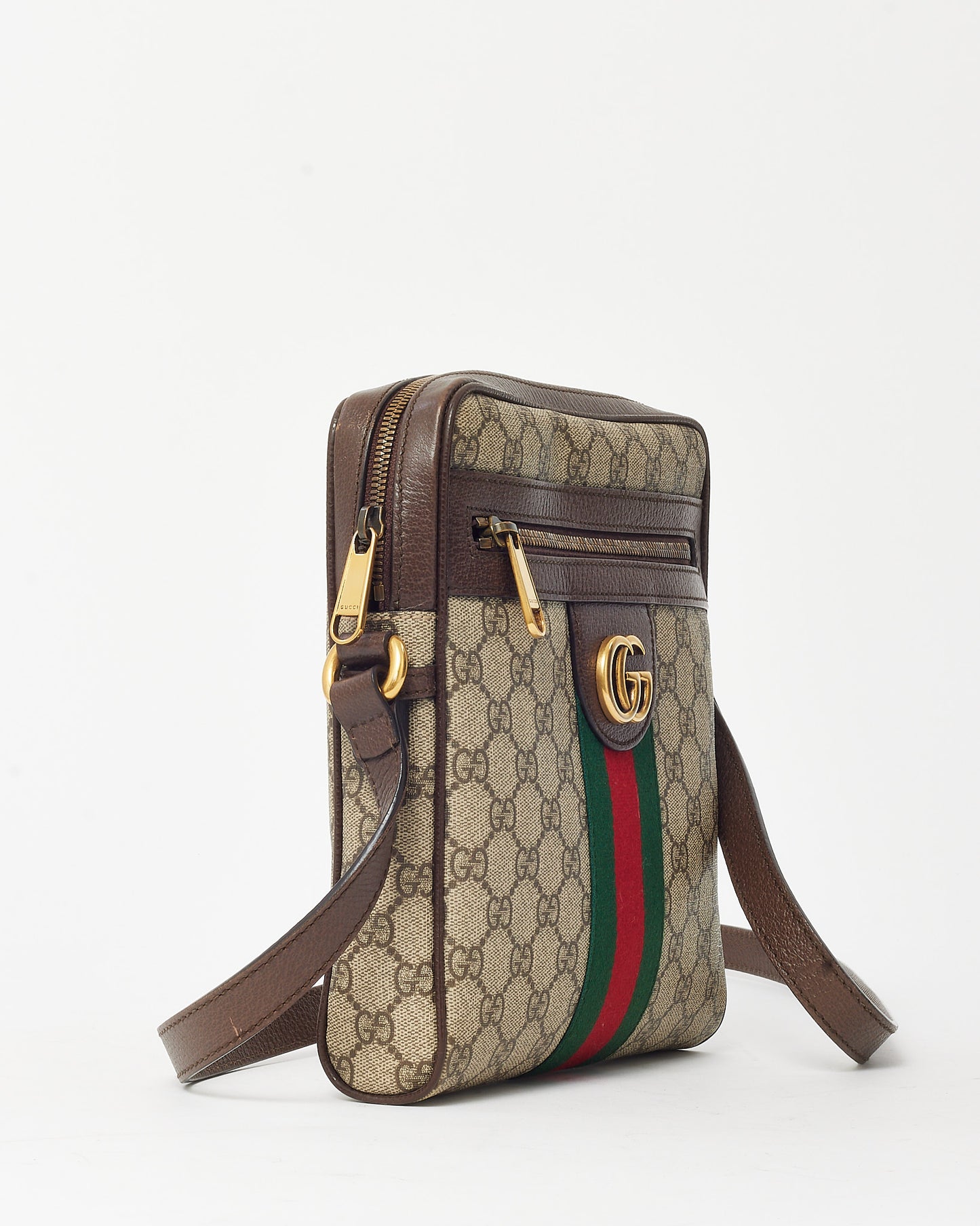 Gucci Beige & Ebony GG Supreme Monogram Canvas Ophidia Small Messenger Bag