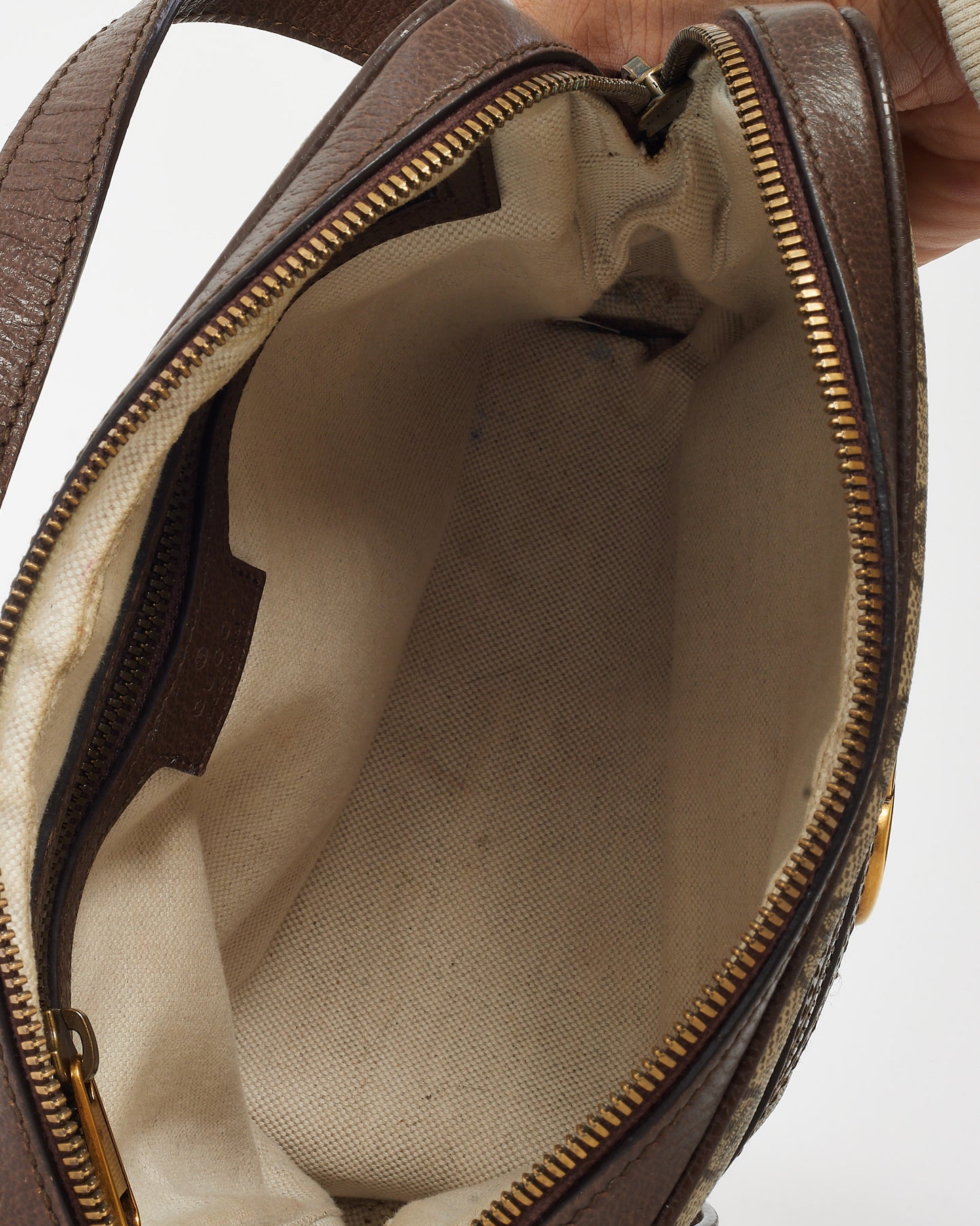 Gucci Beige & Ebony GG Supreme Monogram Canvas Ophidia Small Messenger Bag