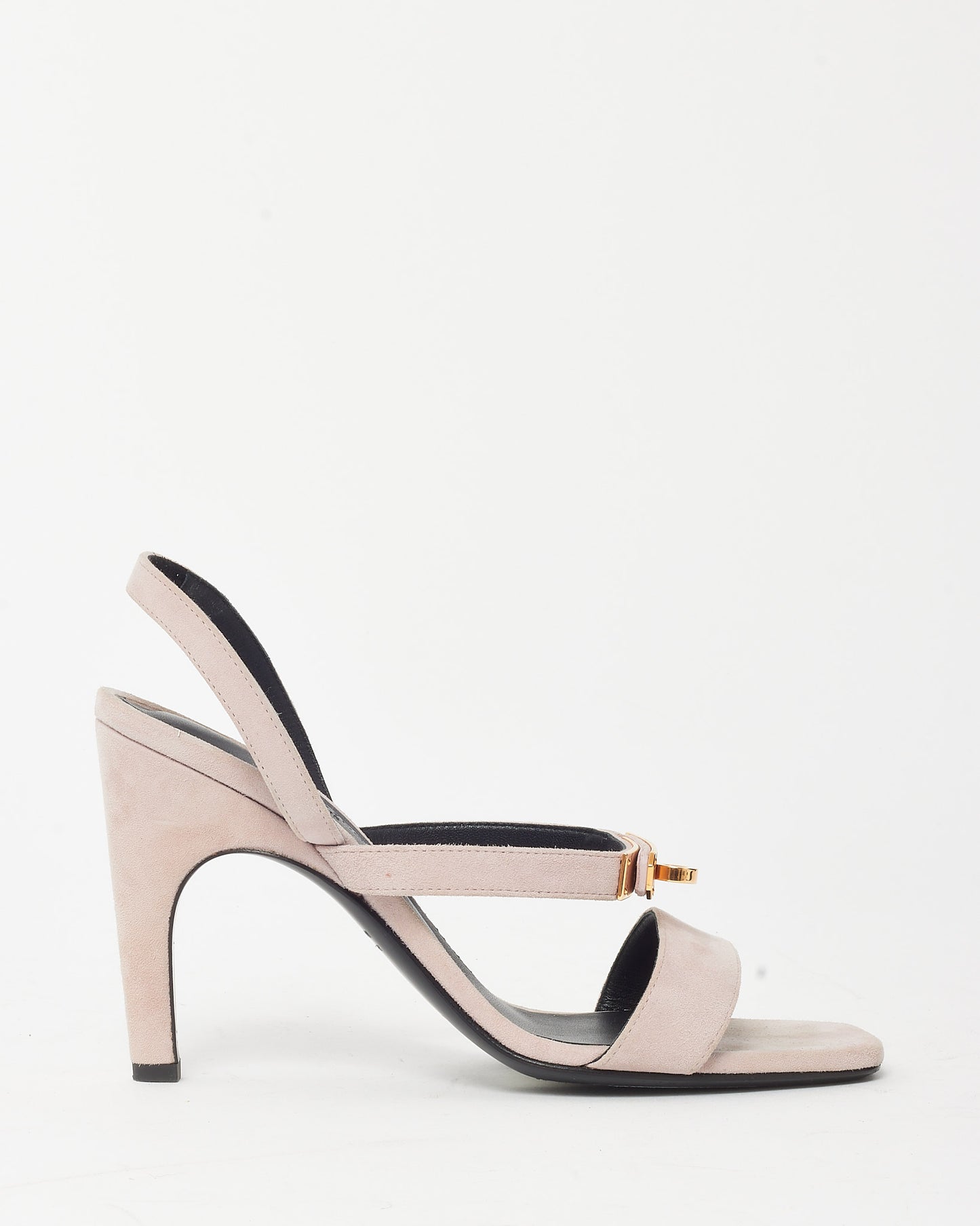 Hermès Pink Rose Porcelaine Suede RGH Kelly Buckle Glamour 95 Sandals - 37