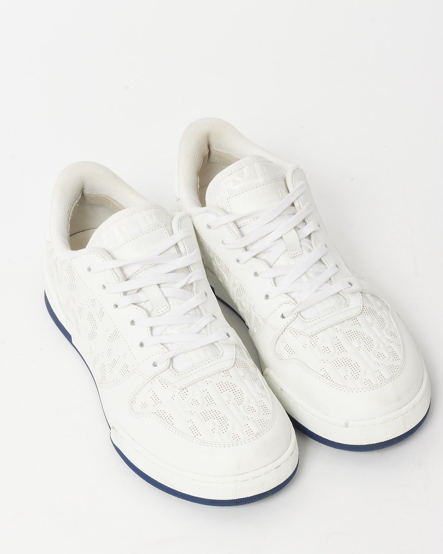 Dior White Oblique Laser Perforated Calfskin Leather Dior One Low Sneakers - 38.5