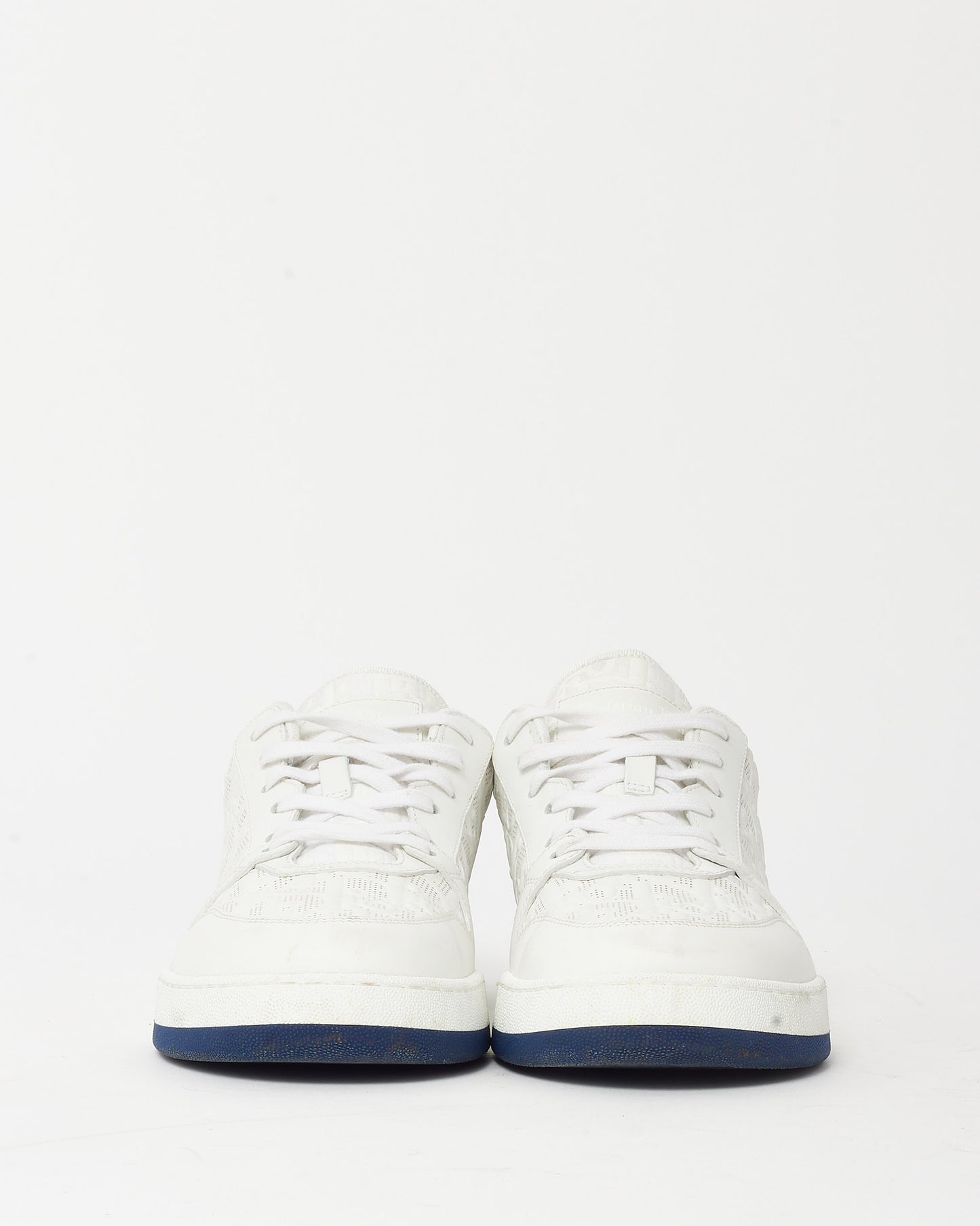 Dior White Oblique Laser Perforated Calfskin Leather Dior One Low Sneakers - 38.5