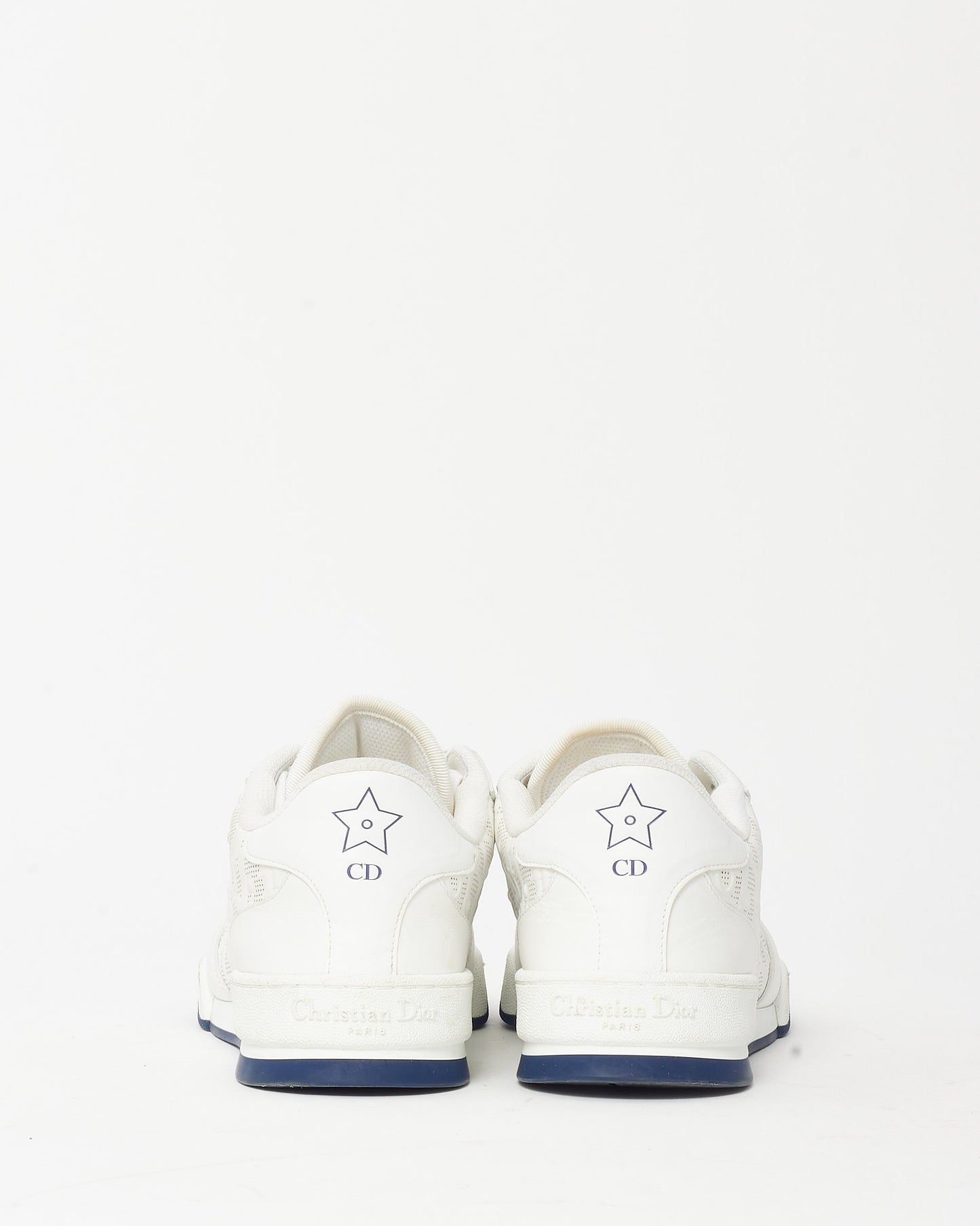 Dior White Oblique Laser Perforated Calfskin Leather Dior One Low Sneakers - 38.5