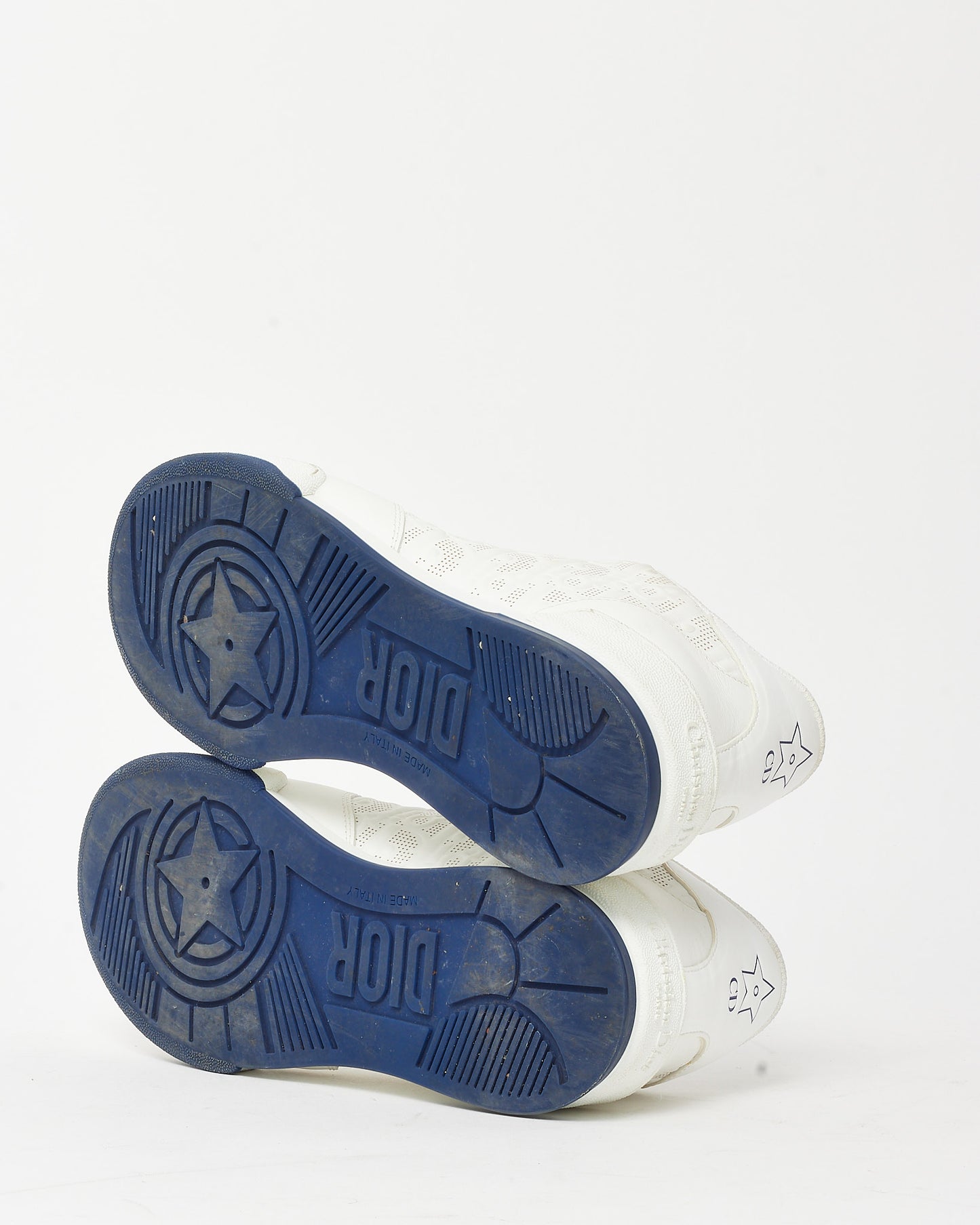 Dior White Oblique Laser Perforated Calfskin Leather Dior One Low Sneakers - 38.5