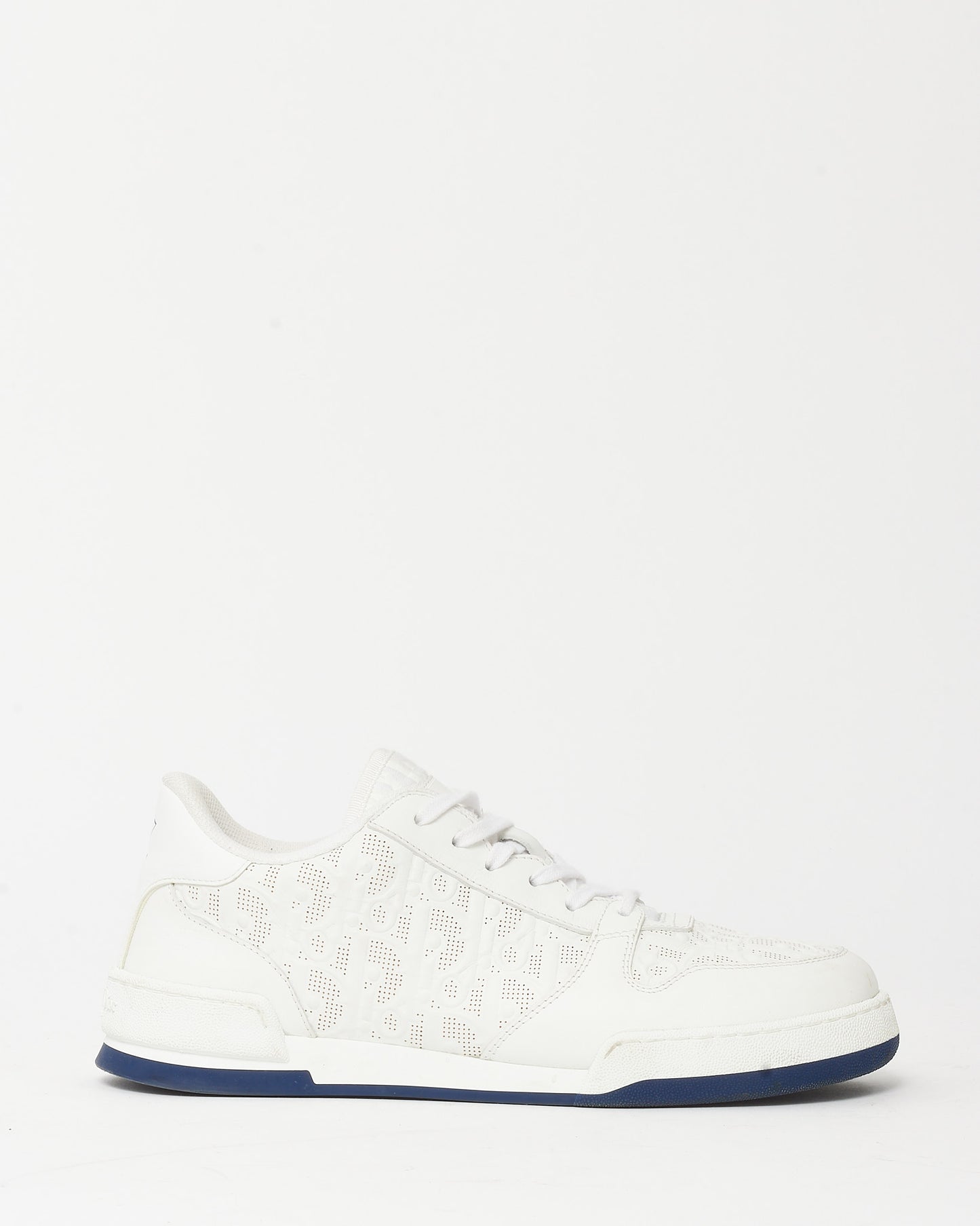 Dior White Oblique Laser Perforated Calfskin Leather Dior One Low Sneakers - 38.5