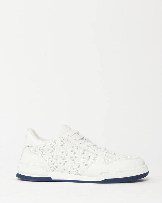 Dior White Oblique Laser Perforated Calfskin Leather Dior One Low Sneakers - 38.5