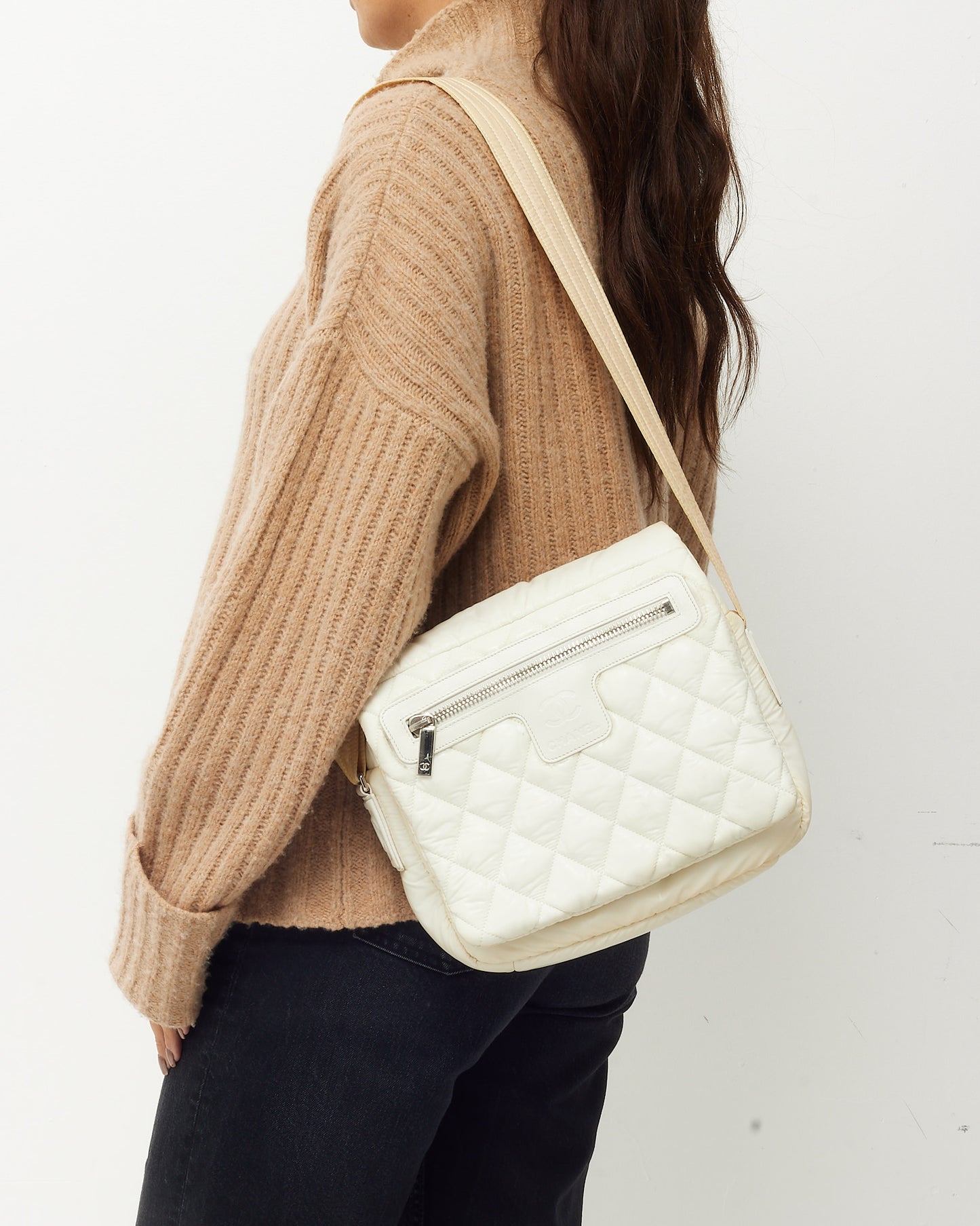 Chanel White Nylon Small Coco Cocoon Messenger Crossbody Bag