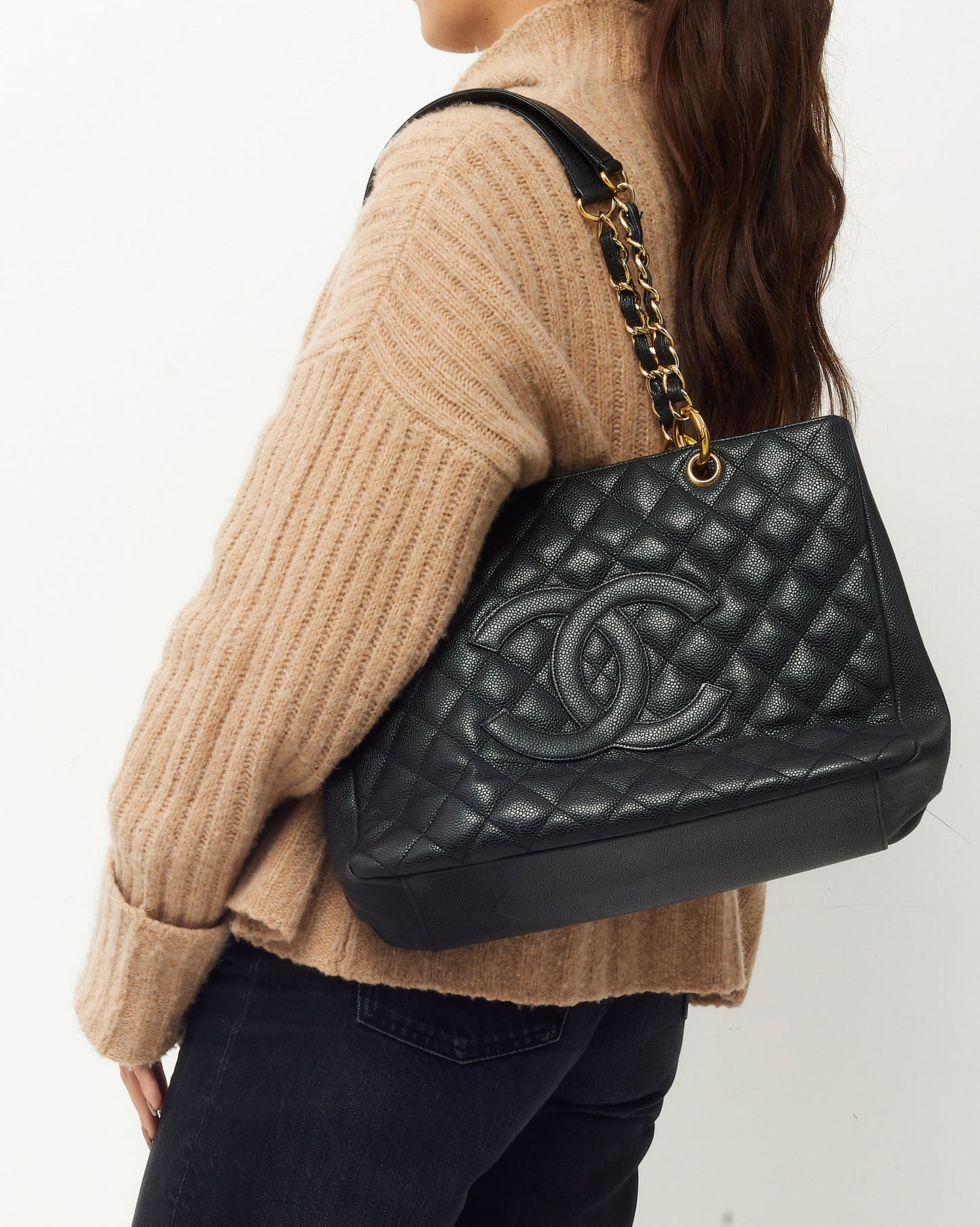 Chanel Black Caviar Leather GST Shoulder Bag GHW