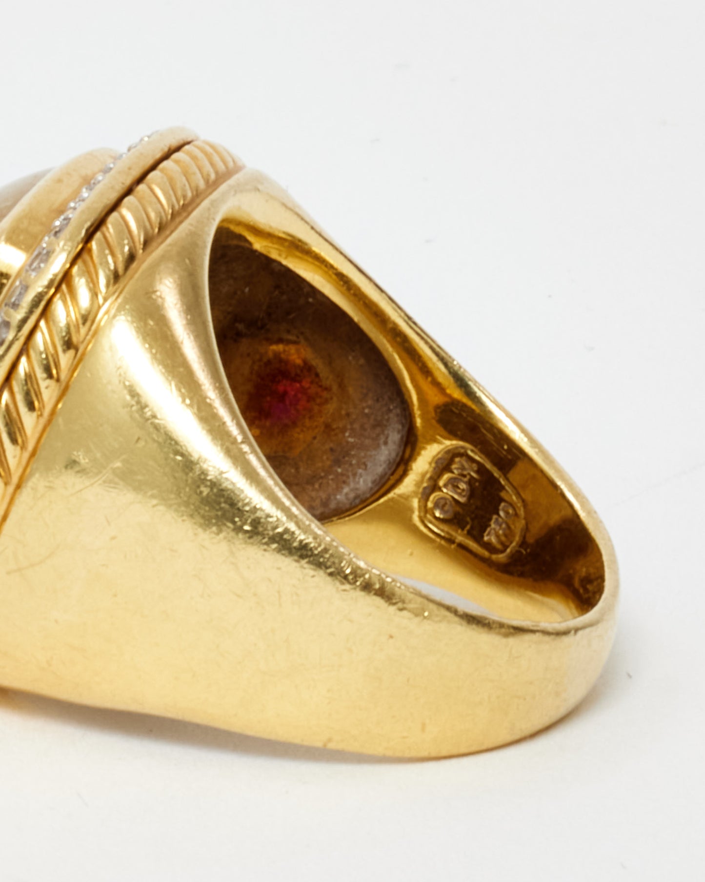 David Yurman 18k Yellow Gold Rutilated Quartz & Diamond Albion Ring - 7.5