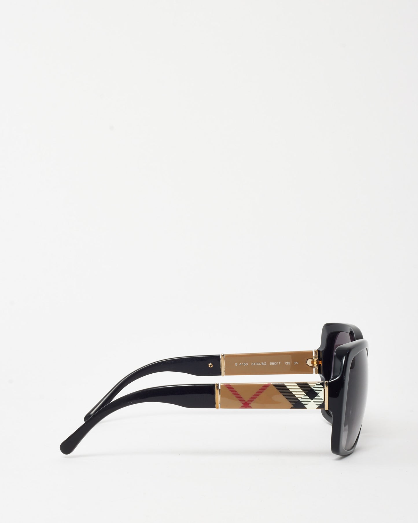Burberry Black and Check Sides Square BE4160 Sunglasses