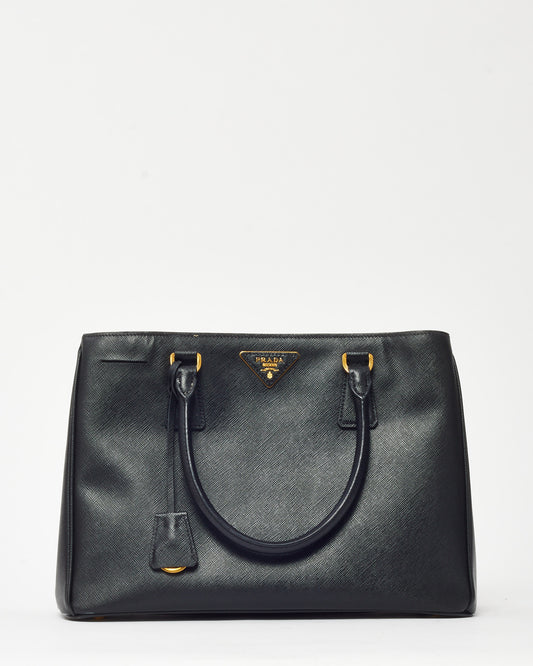 Prada Black Saffiano Leather Medium Galleria Double Zip Tote