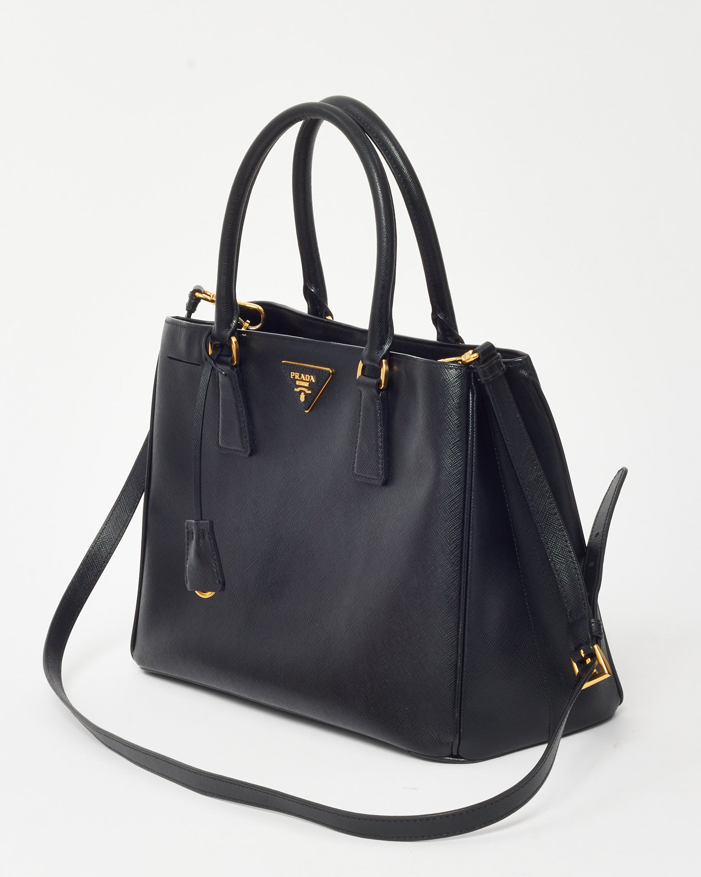 Prada Black Saffiano Leather Medium Galleria Double Zip Tote
