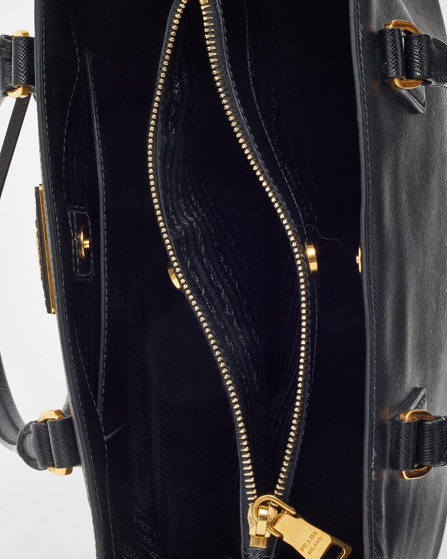 Prada Black Saffiano Leather Medium Galleria Double Zip Tote
