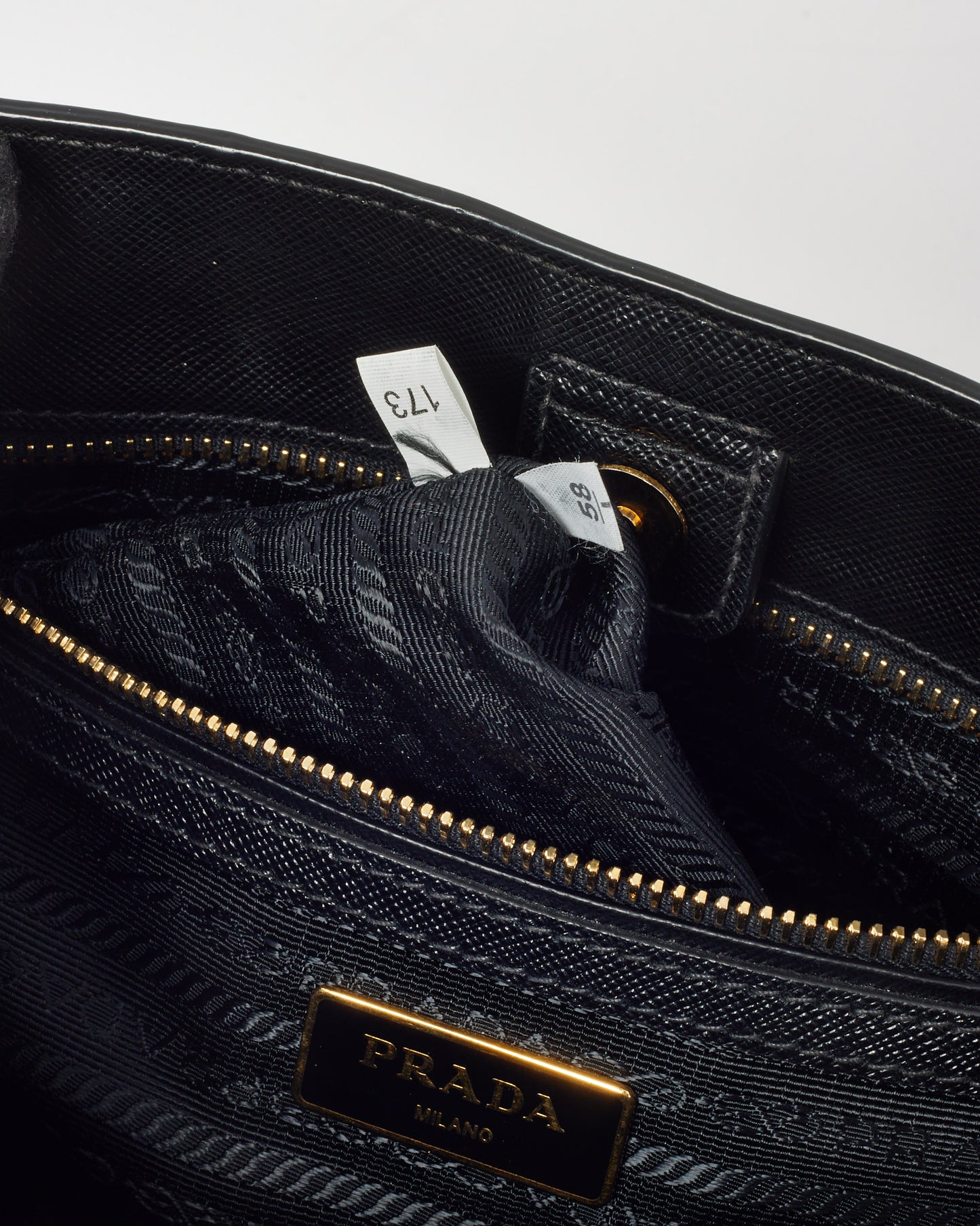 Prada Black Saffiano Leather Medium Galleria Double Zip Tote