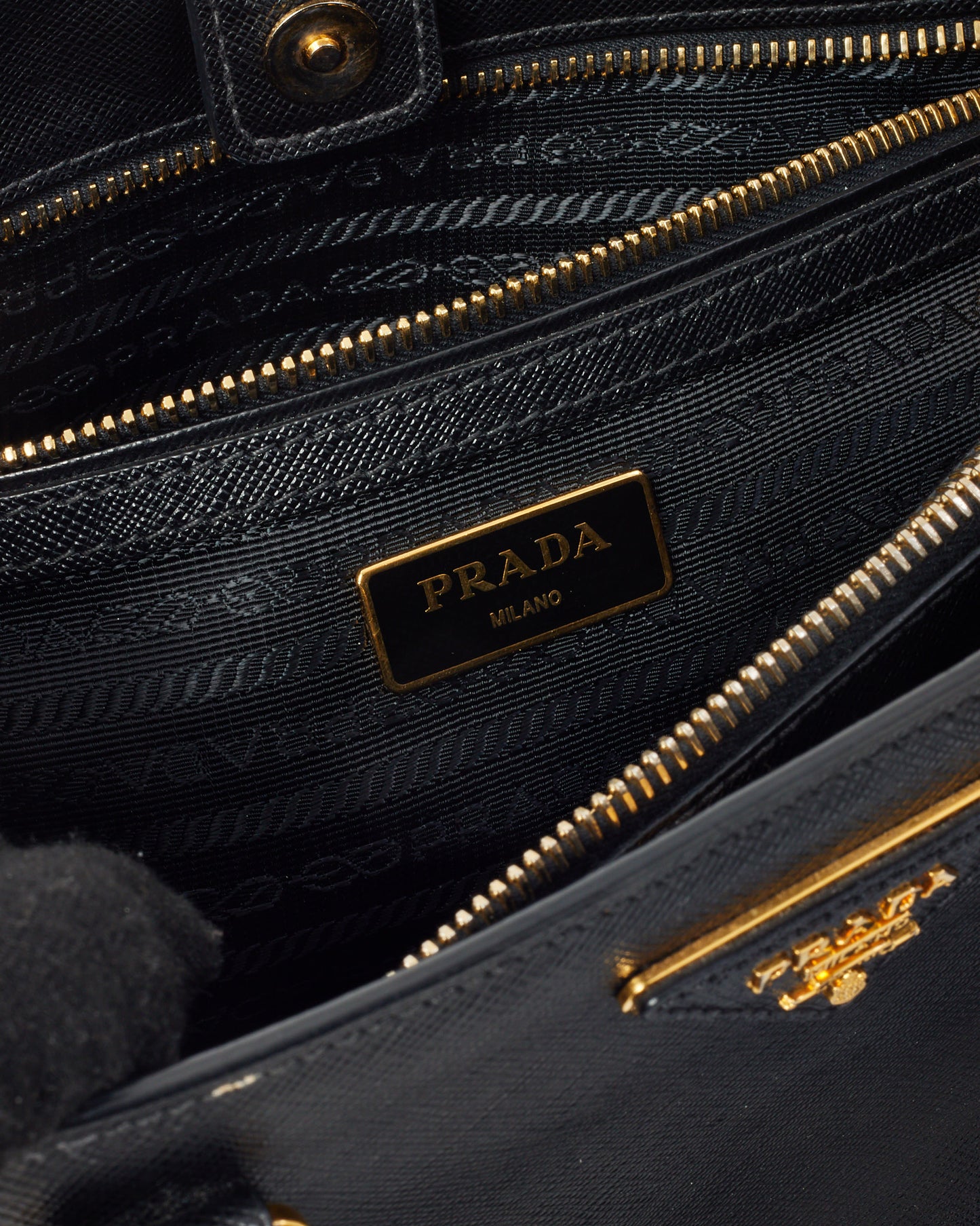 Prada Black Saffiano Leather Medium Galleria Double Zip Tote