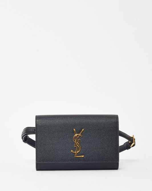 Saint Laurent Black Grained Leather Small Kate Belt Bag GHW