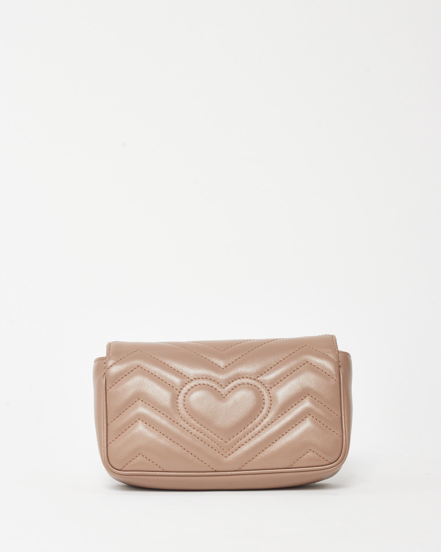 Gucci Dusty Pink Matelassé Chevron Leather GG Marmont Super Mini Shoulder Bag