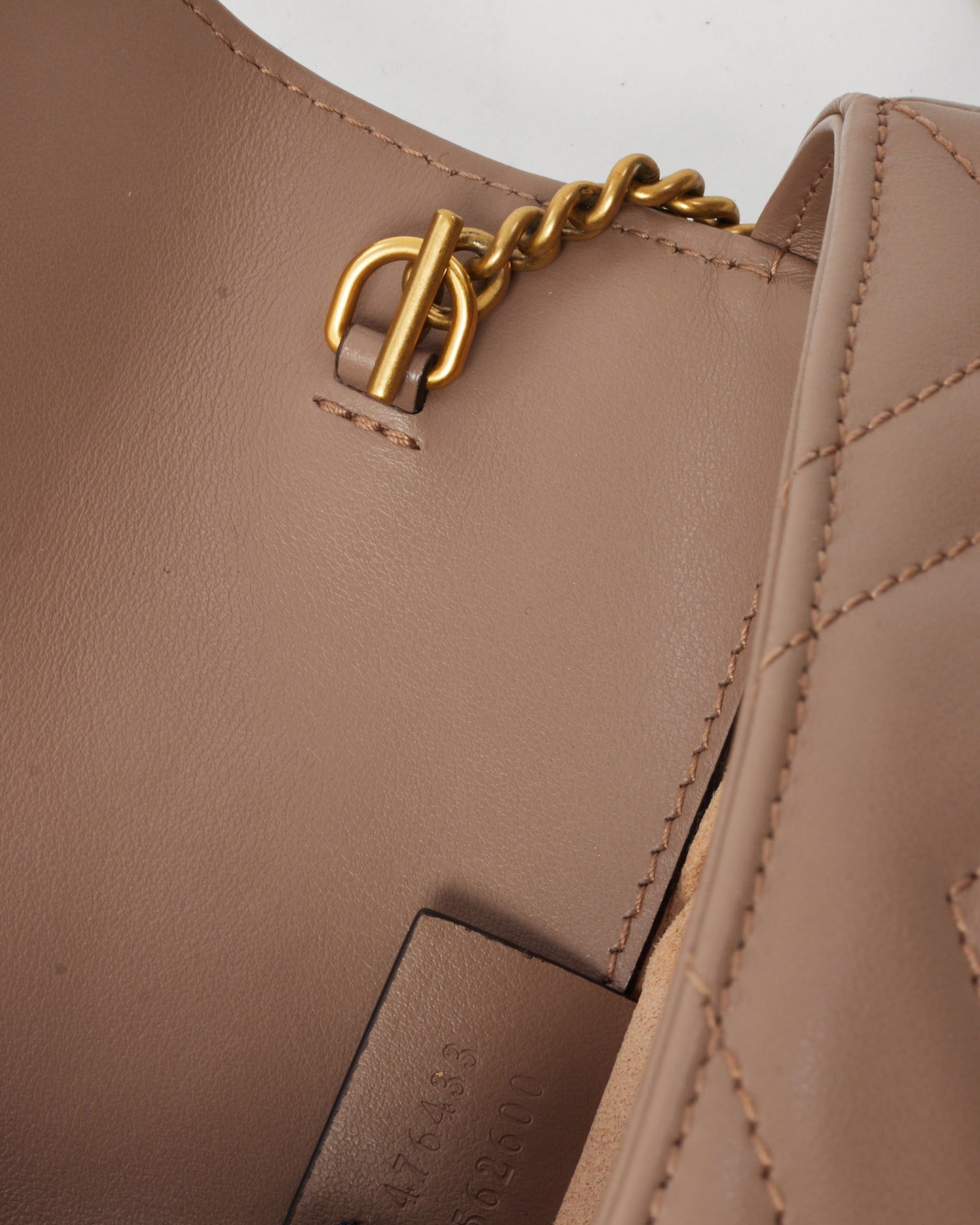 Gucci Dusty Pink Matelassé Chevron Leather GG Marmont Super Mini Shoulder Bag